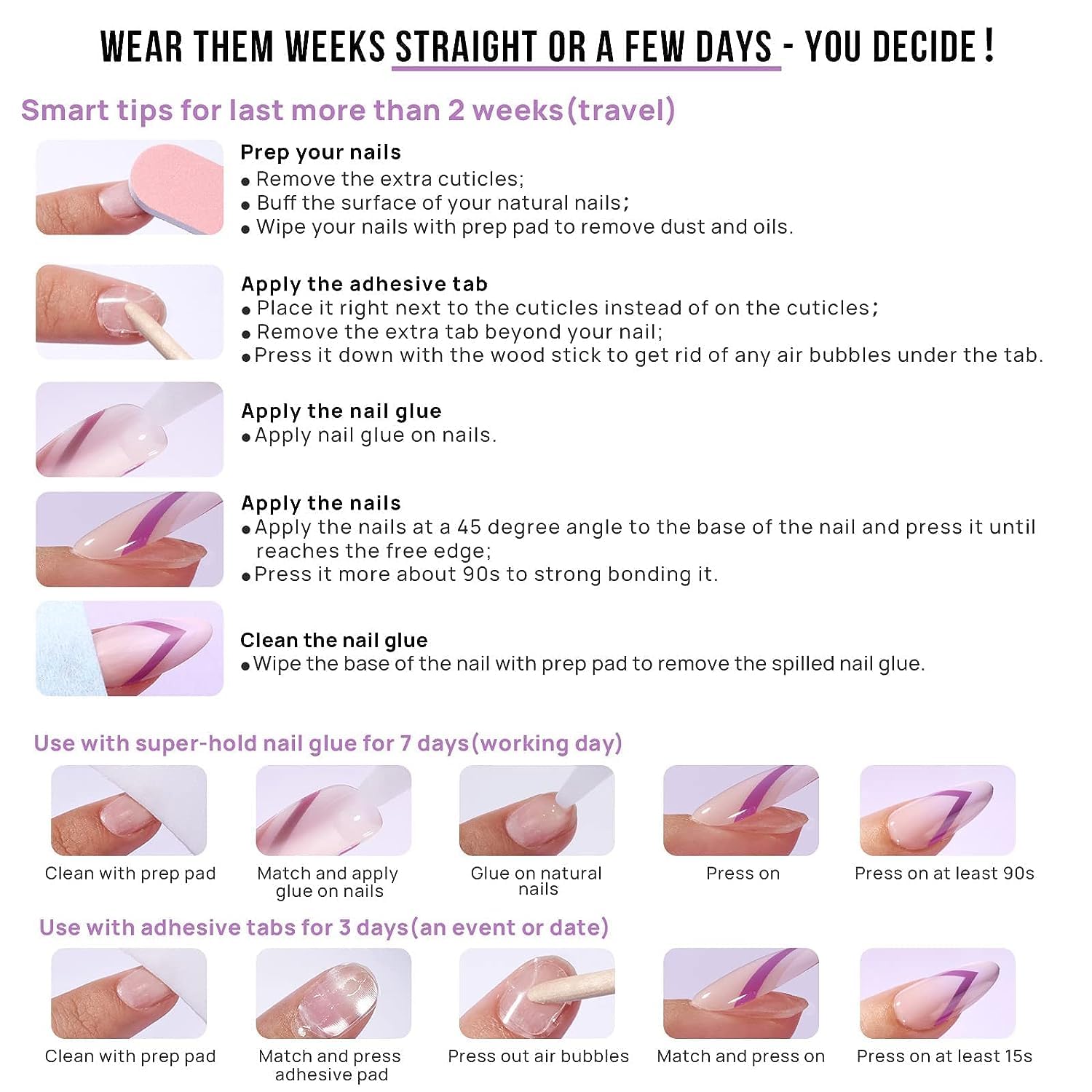 BTArtbox Press On Nails Short - White Soft Gel Press On Nails, Square Chrome Nail Tips Glue On Nails, Reusable Stick On Nails in 15 Sizes - 30 Soft Gel Fake Nails Kit, Vanilla Glazed - Image 7