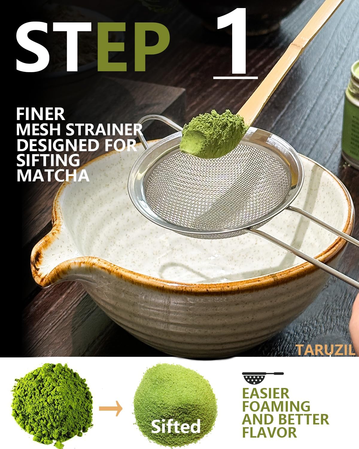 Matcha Whisk Set with Matcha Bowl, Matcha Bamboo Whisk, Scoop, Sifter, Matcha Whisk Holder Unique Gifts for Women Men Girl Friend Home Kitchen Decor Gifts for Christmas, Birthday,Halloween - Image 3