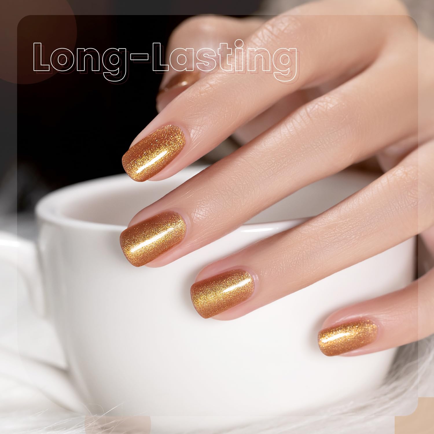 RARJSM Nude Glitter Gel Nail Polish Bronze Golden Rainbow Glitter Chunky Iridescent Sparkle Shimmer Diamond Transparent Gel Polish Single Bottle Soak off UV LED Cured for Home Salon Manicure - Image 3