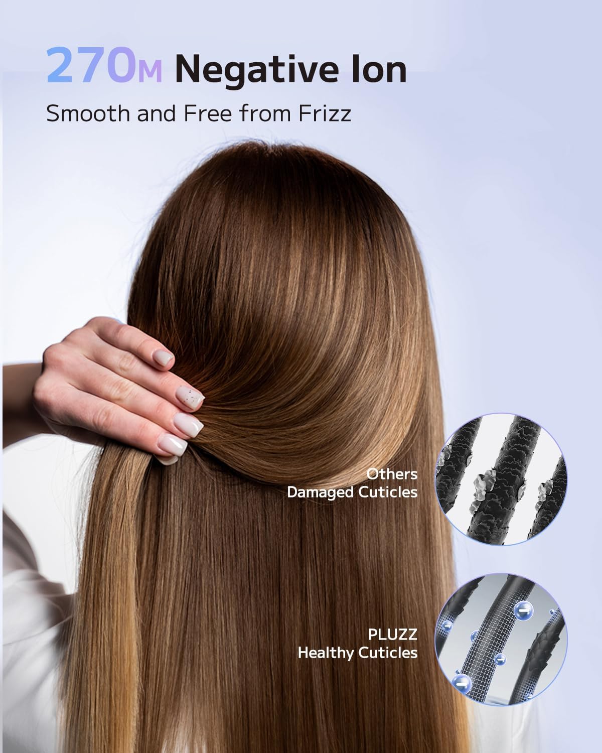 PLUZZ Portable Ionic Hair Dryer for Women, 110,000RPM Brushless Motor, Fast Drying, Low Noise, Classic White, 1600W - Image 4