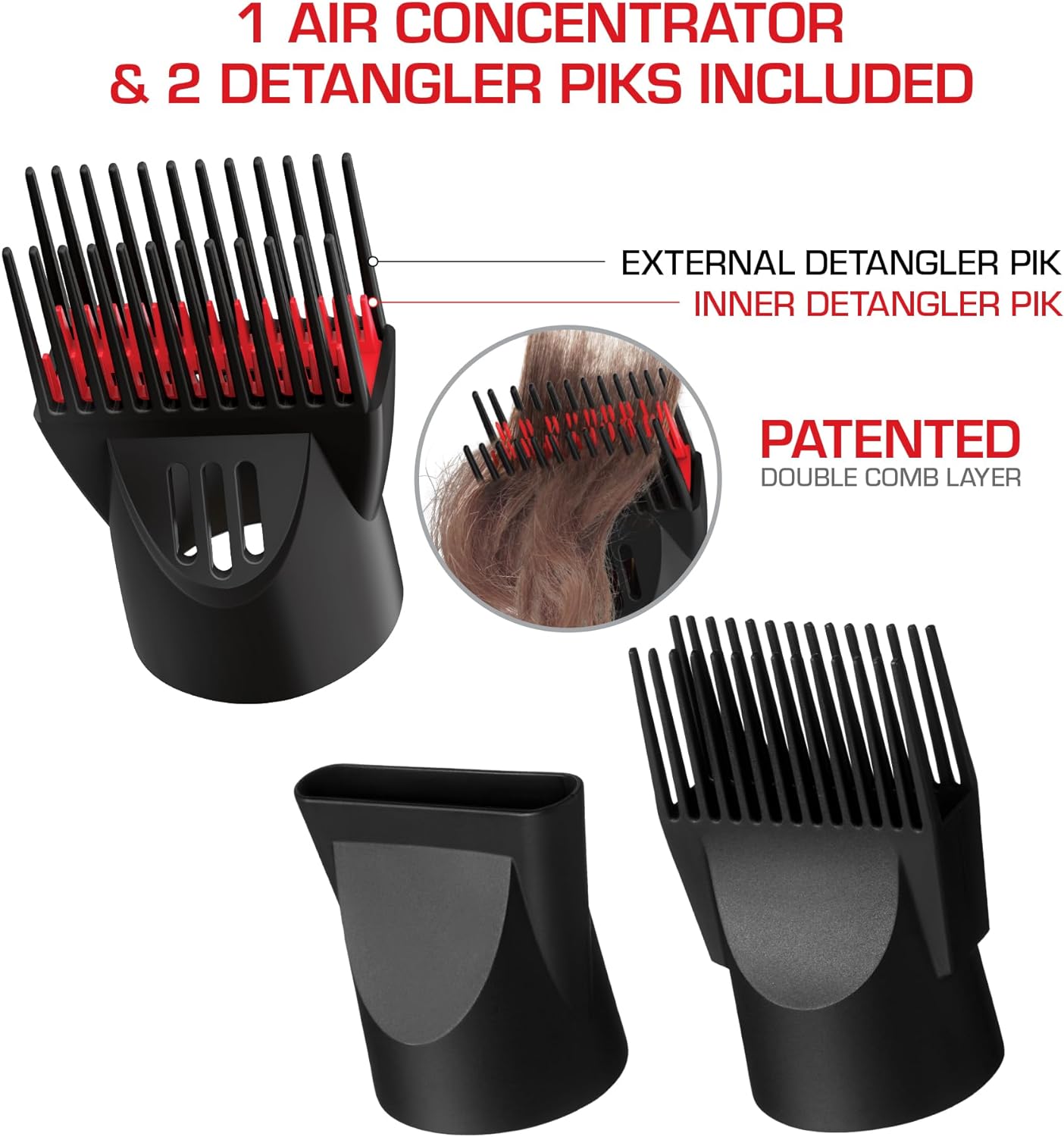 RED by Kiss Handle-Less 2200W Ceramic Tourmaline Hair Dryer with Comb Attachements and Heat Protector Spray - Image 4