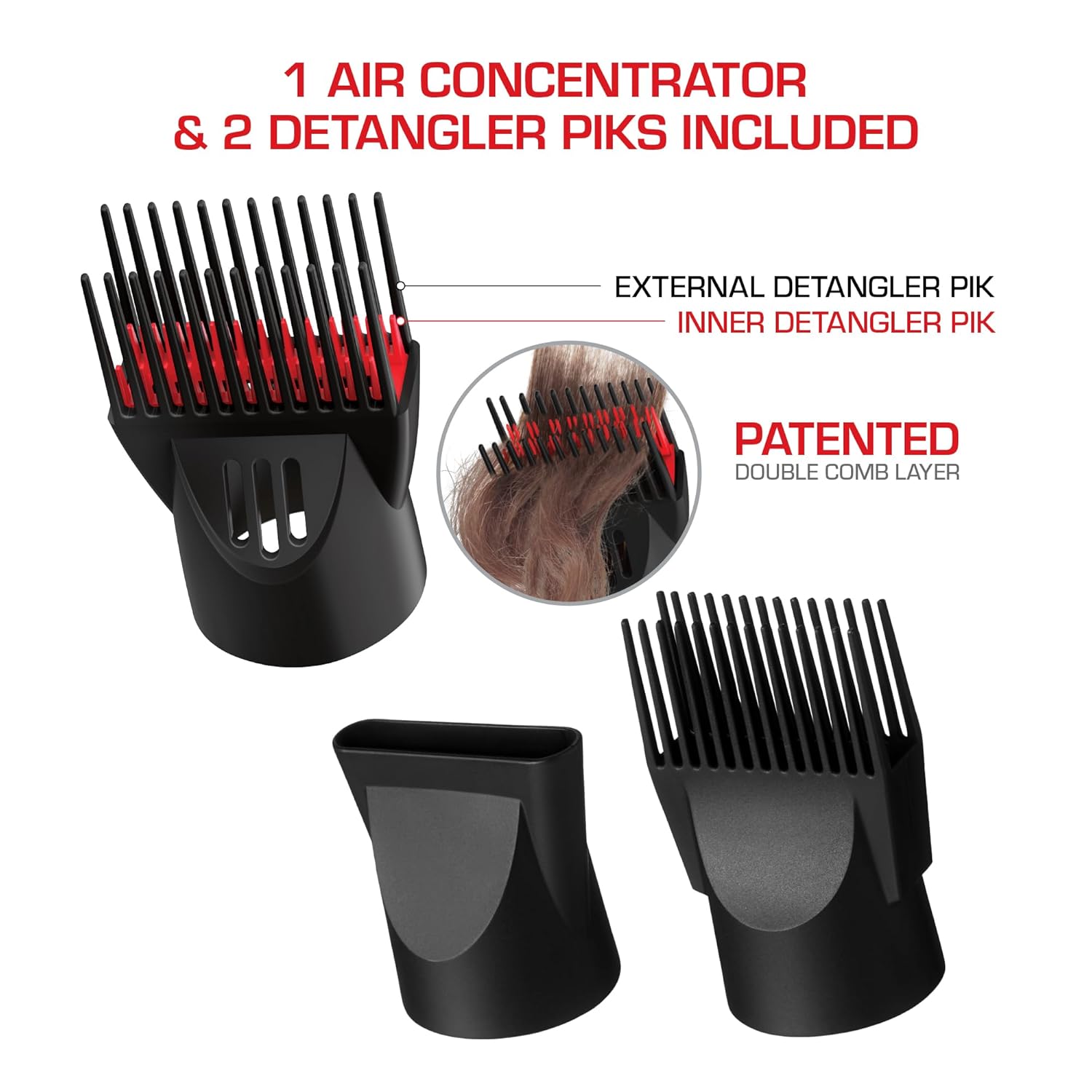 RED by Kiss Handle-Less 2200W Ceramic Tourmaline Hair Dryer, 3 Heat Settings, Pro Blow Dryer with Comb Attachment, Ionic for Frizz-Free Shine, Detangler & Straightening for 4C - Image 5