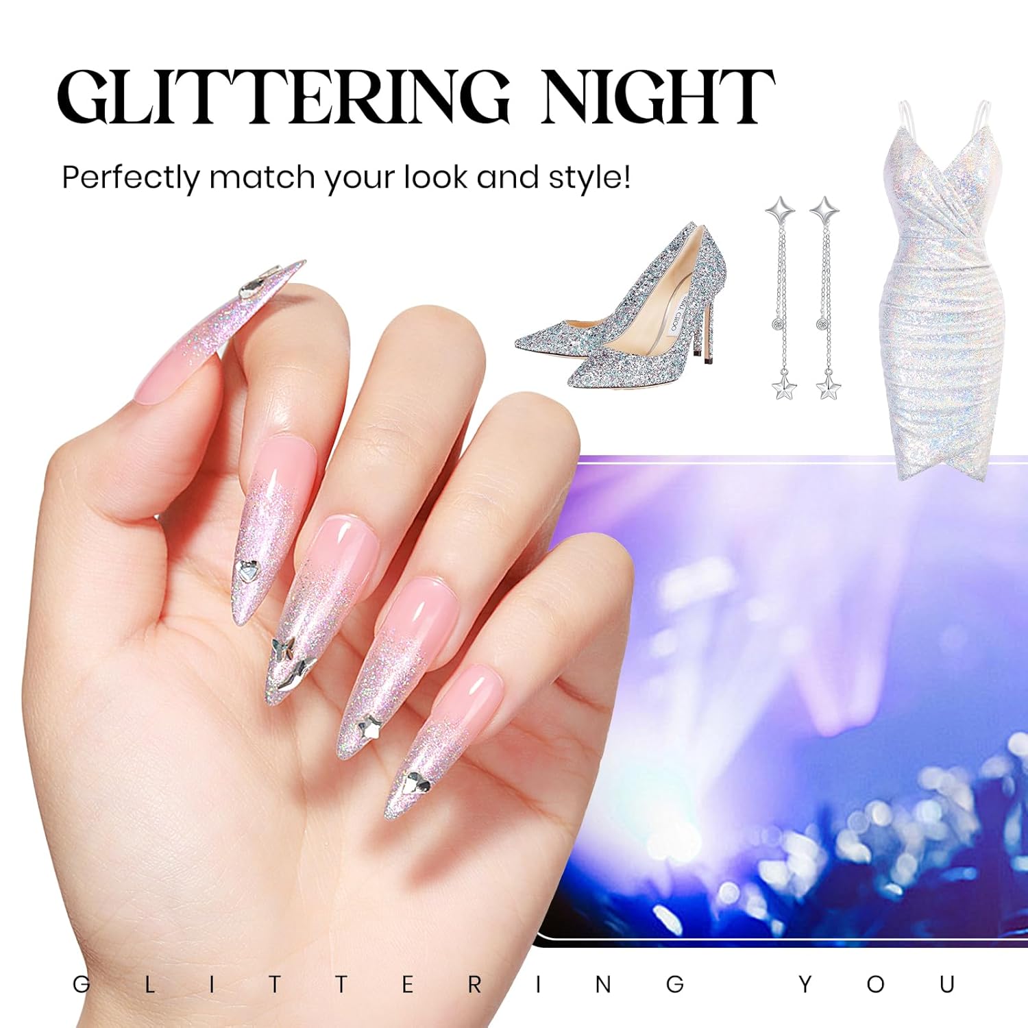 MIZHSE Rainbow Glitter Nail Polish, Quick Dry Iridescent Nail Polish, 15 ml 0.5 fl oz High Glossy Sparkle Shiny Nail Pigment Oil-based Nail Lacquer Nail Art Salon Manicure Home - Image 5