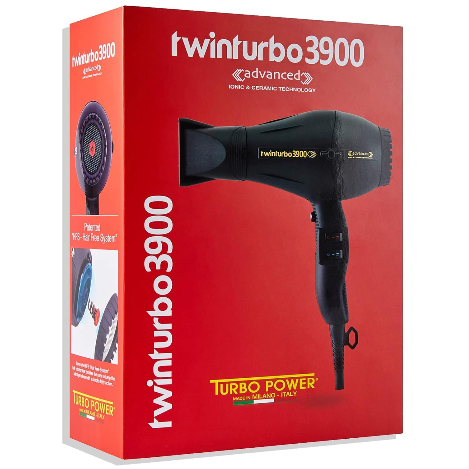 Turbo Power Hair Dryer Ionic Professional, Black, Twin Turbo Blower Advanced, Comes with Brush, (3900- TP) - Image 3