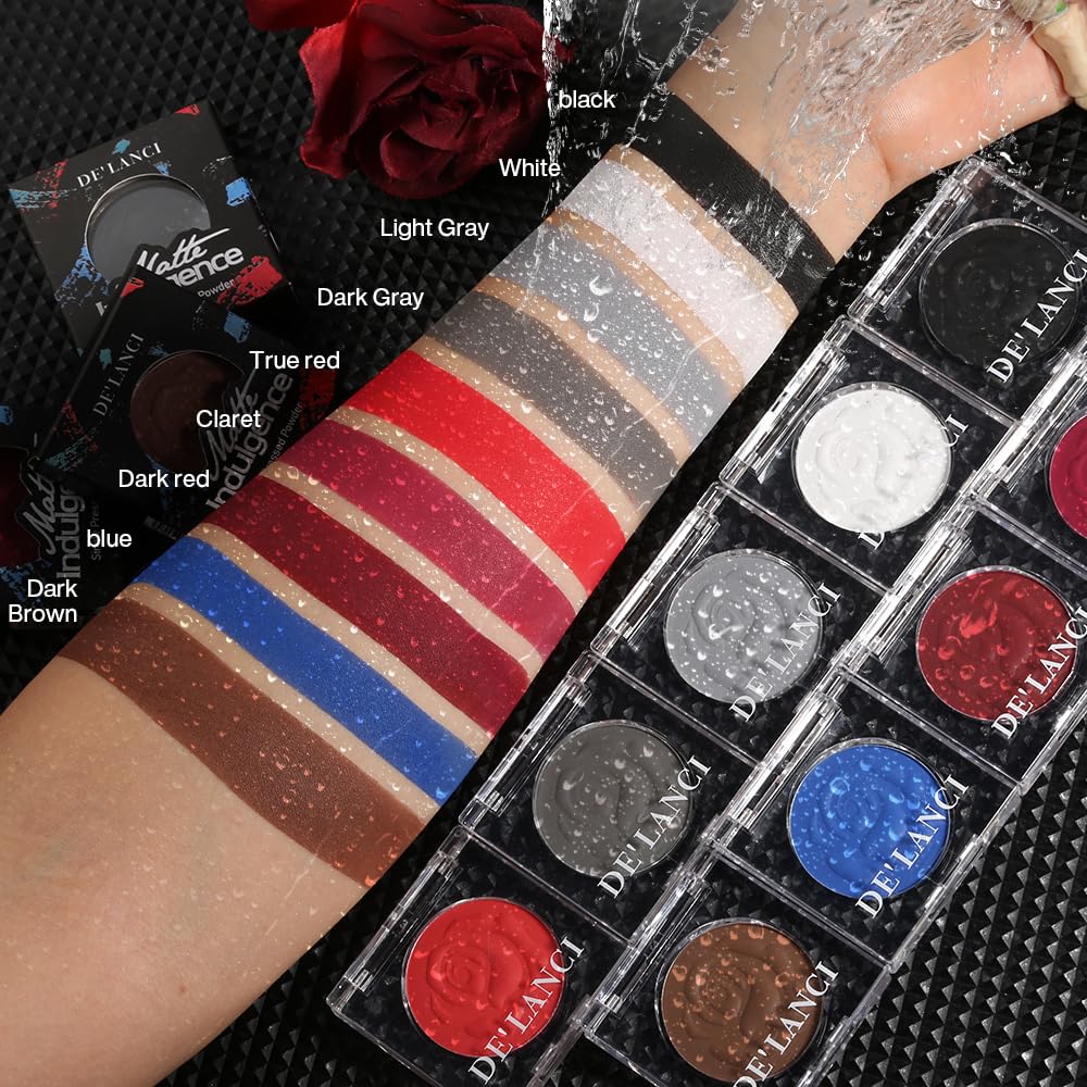 DE'LANCI Single Black Eyeshadow, Matte Eyeshadow Black Eyes Goth Smokey Makeup, Long Lasting Blendable Single Dark Eye Shadow Pallet, for Smoky SFX Halloween Makeup Eyeliner Face Body Paint, #01 - Image 5