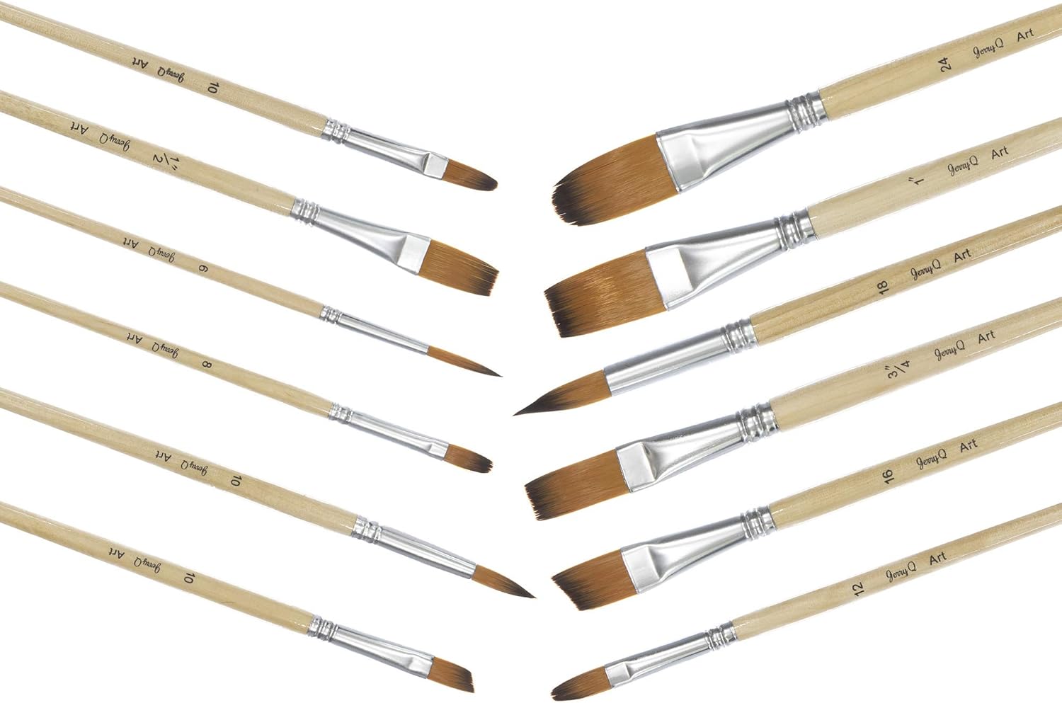 24 Pcs Artist Paint Brush Set with Free Carry Pouch for Watercolor, Acrylic, Oil and All Media, Suitable for Canvas, Paper, Ceramic, Golden Nylon Hair, Wood Handles JQ-B24 - Image 4