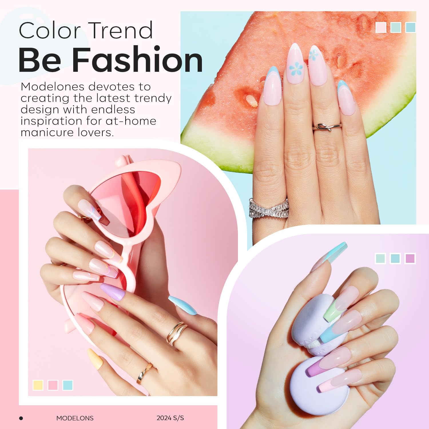 Modelones Pink Acrylic Powder Kit - 6 Colors Pastel Yellow Blue Purple Macaron Spring Cover Powder for Nail Art Extension - No Lamp Needed (A3-PearlyMint Frost) - Image 3