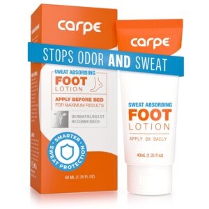 Carpe Sweat Absorbing Foot Lotion, A dermatologist-recommended solution to stop sweaty, smelly feet, Helps prevent blisters, Great for hyperhidrosis