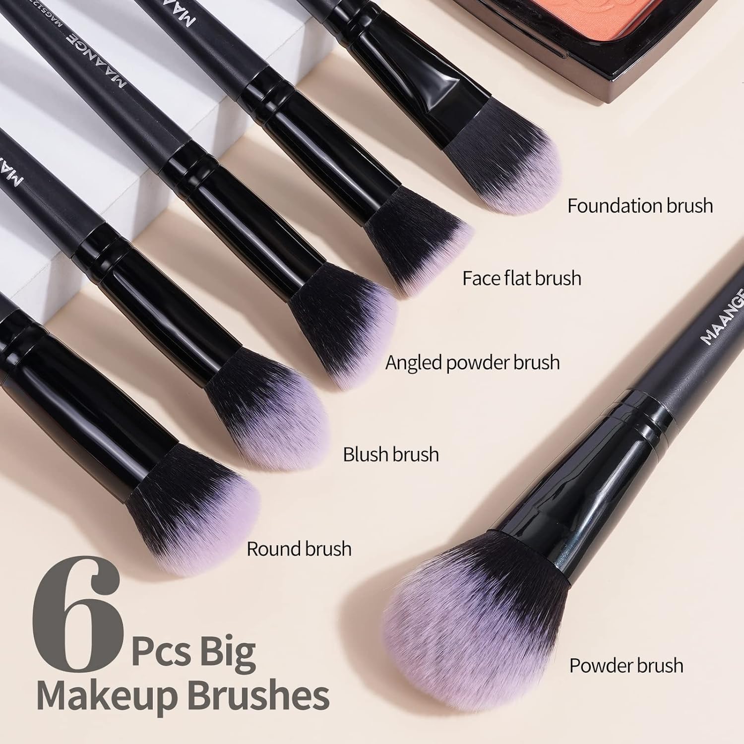 Makeup Brushes, MAANGE 18 Pcs Premium Synthetic Make up Brushes Set Soft Foundation Powder Eyeliner Eye Shadow Makeup Brush Set Professional (Black) - Image 2