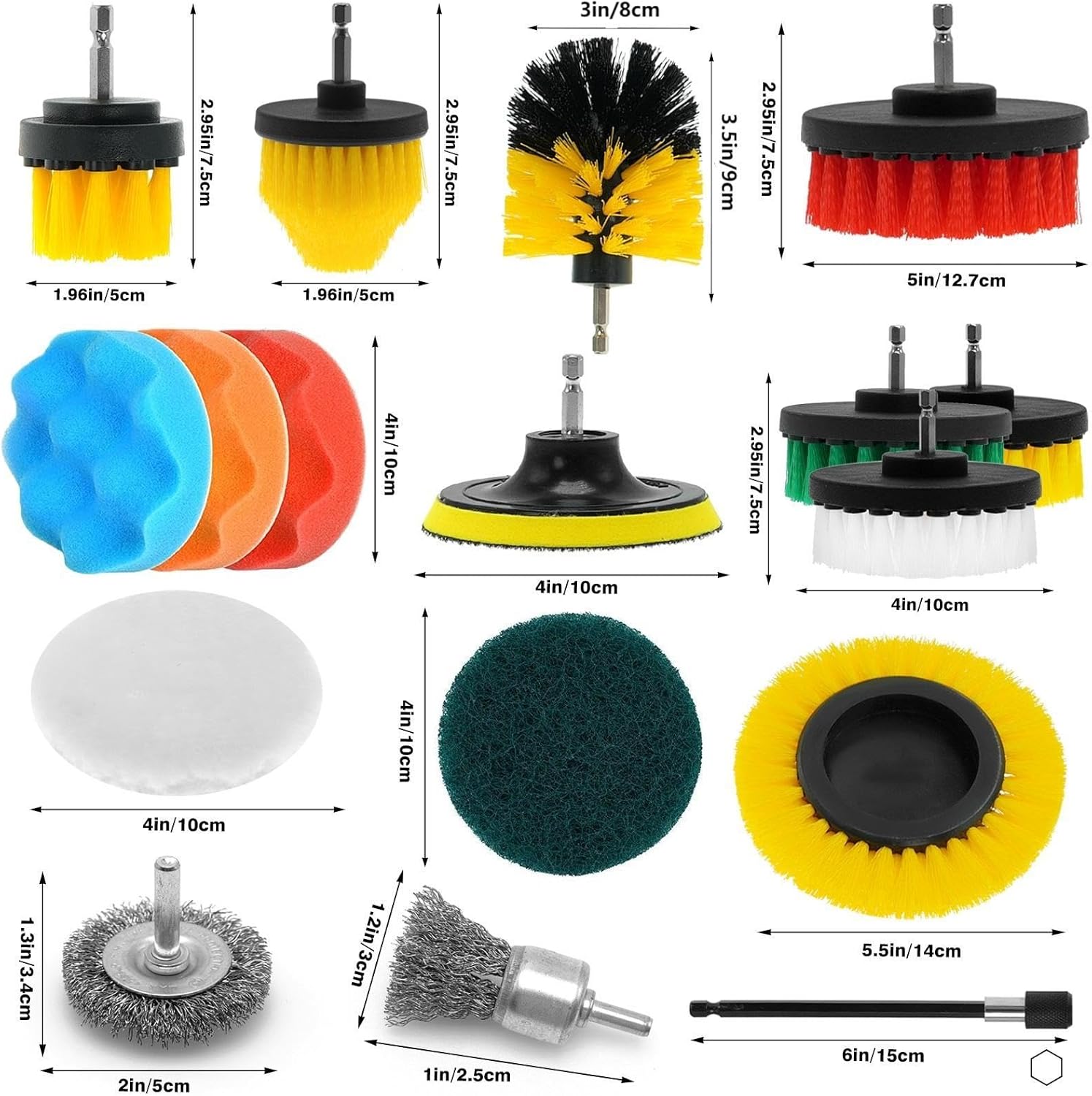 30 Piece Drill Brush Attachments Set, Scrub Pads & Sponge & Wire Brush for Drill, Power Scrubber Brush with Extend Long Attachment, Drill Scrubber Brush Kit for Bathroom, Floor, Car, Grout - Image 2