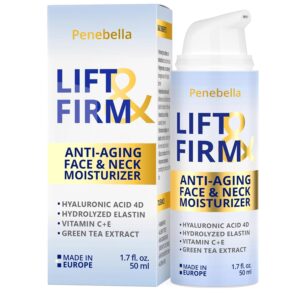 Face & Neck Cream for Tightening and Firming - Hyaluronic Acid 4D, Vitamin E + B5, Elastin - Made in Europe - Lift & Firm Cream - Face Moisturizer Anti Aging Treatment for All Skin