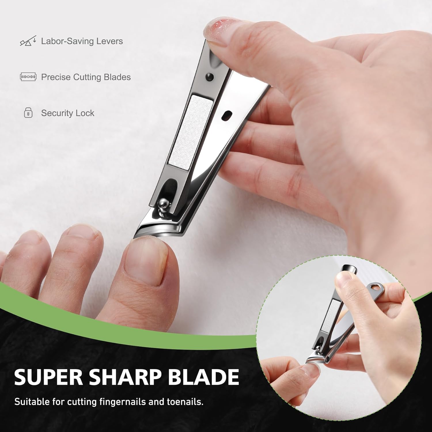 BALUCA Slanted Blade Ingrown Toenail Clippers for Thick Toenails, Angled Toe Nail Fingernail Cutter Trimmer for Seniors and Men - Black - Image 5