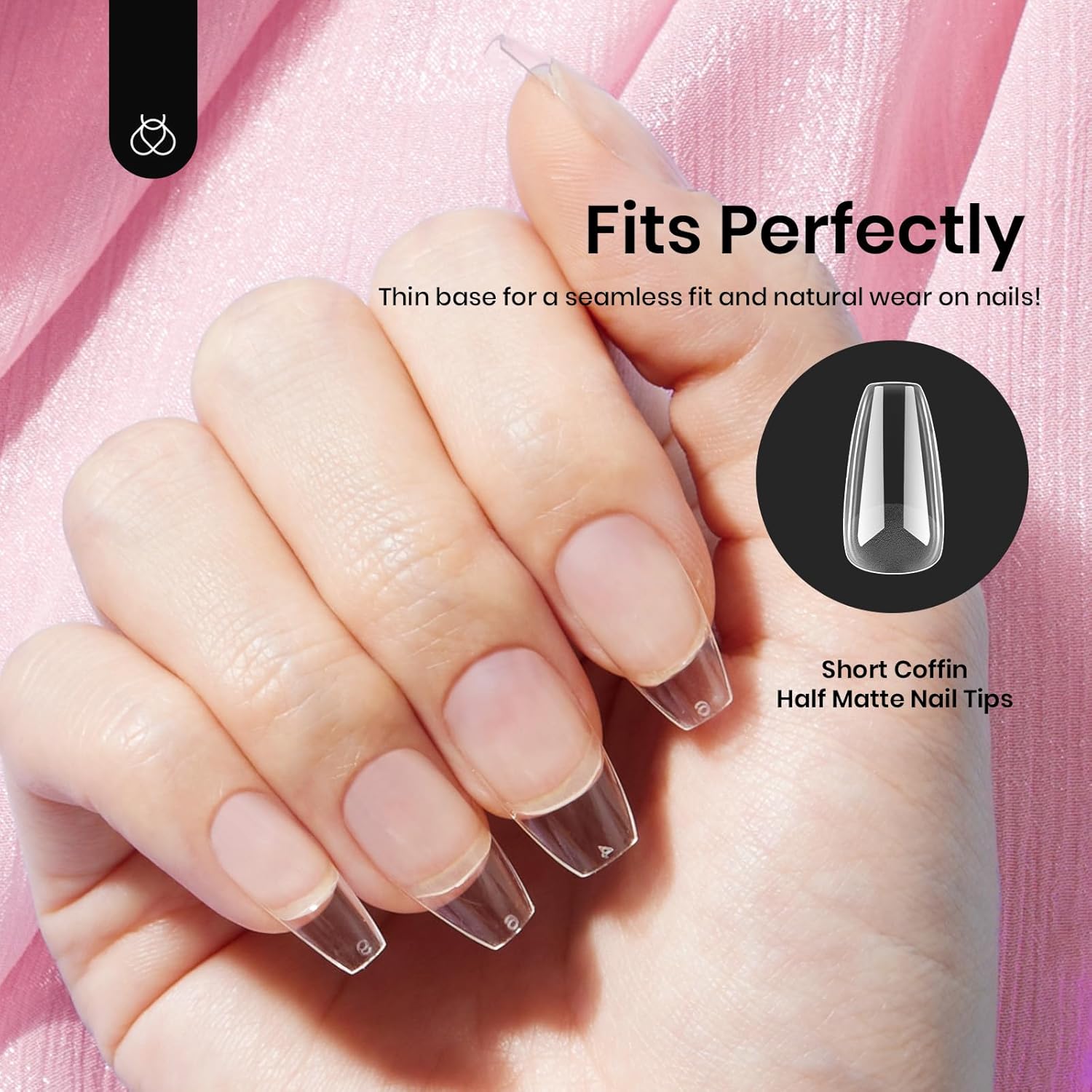 Beetles Gel Nail Tips Short Coffin Pre-Etched Nail Tips, 12 Sizes 288 Pcs Full Cover Soft Tips Half Matte False Nails Clear Acrylic Glue on Nails Extension DIY Manicure Gifts for Women - Image 7