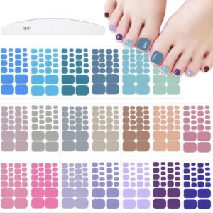 JERCLITY 440 Pieces 20 Sheets Toenail Strips for Women Nail Art Wraps Toe Nail Stickers Nail Wraps for Toes Nail Polish Strips Nail Polish Stickers for Toenails Color Strips