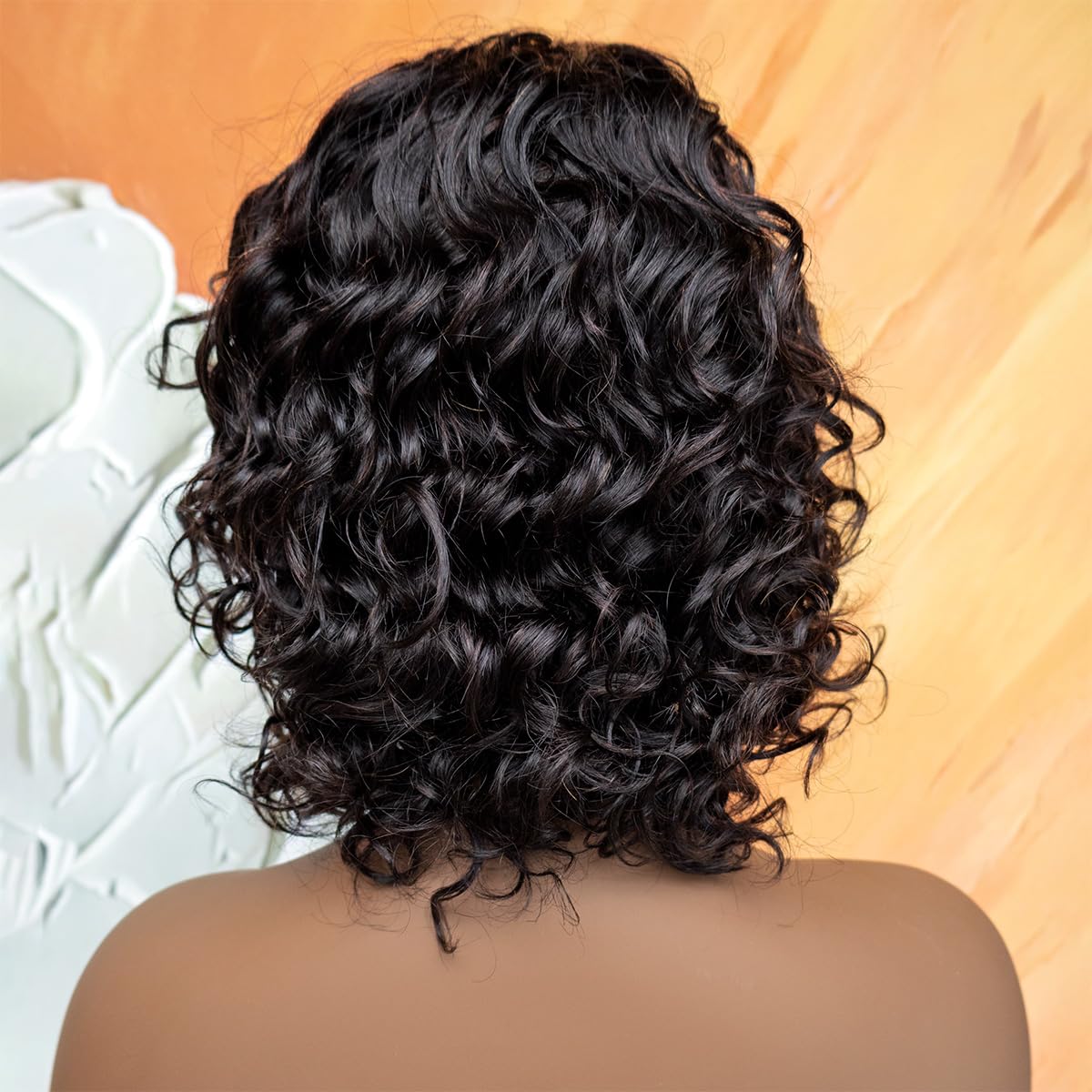 12inch short water wave wig with bangs glueless wear and go, 100% human hair wigs for black women, machine made, no lace, light and comfortable (wavy/natural black, 12 inches) - Image 6