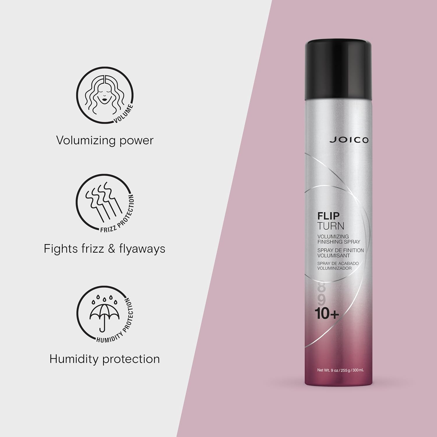 Joico Flip Turn Volumizing Finishing Spray | For Most Hair Types | Humidity Protection | Hold Level 10+ | Protect Against Pollution & Harmful UV | Paraben & Sulfate Free | 72 Hour Hold - Image 3