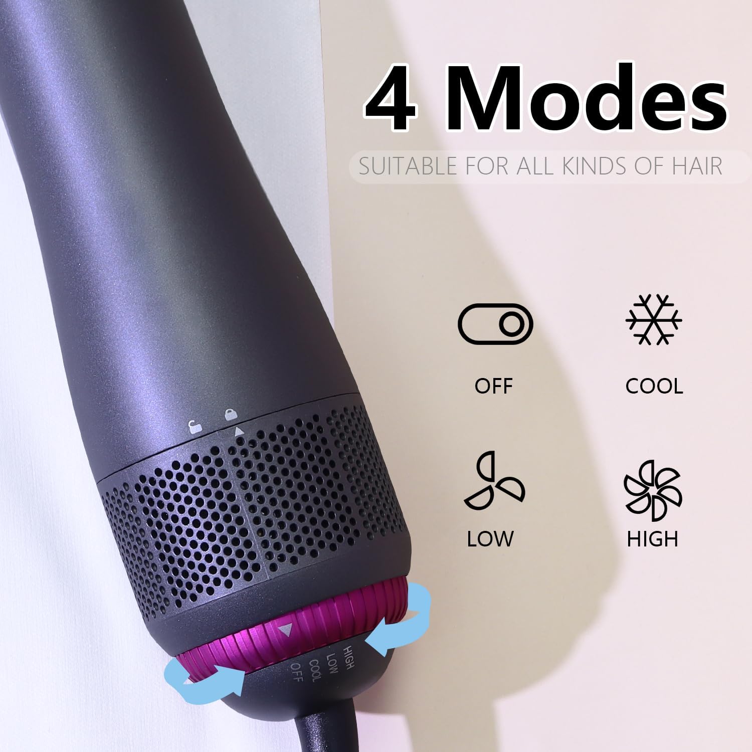4-in-1 Hair Dryer Brush with Diffuser and Comb Attachment for Women Household Use - Image 2
