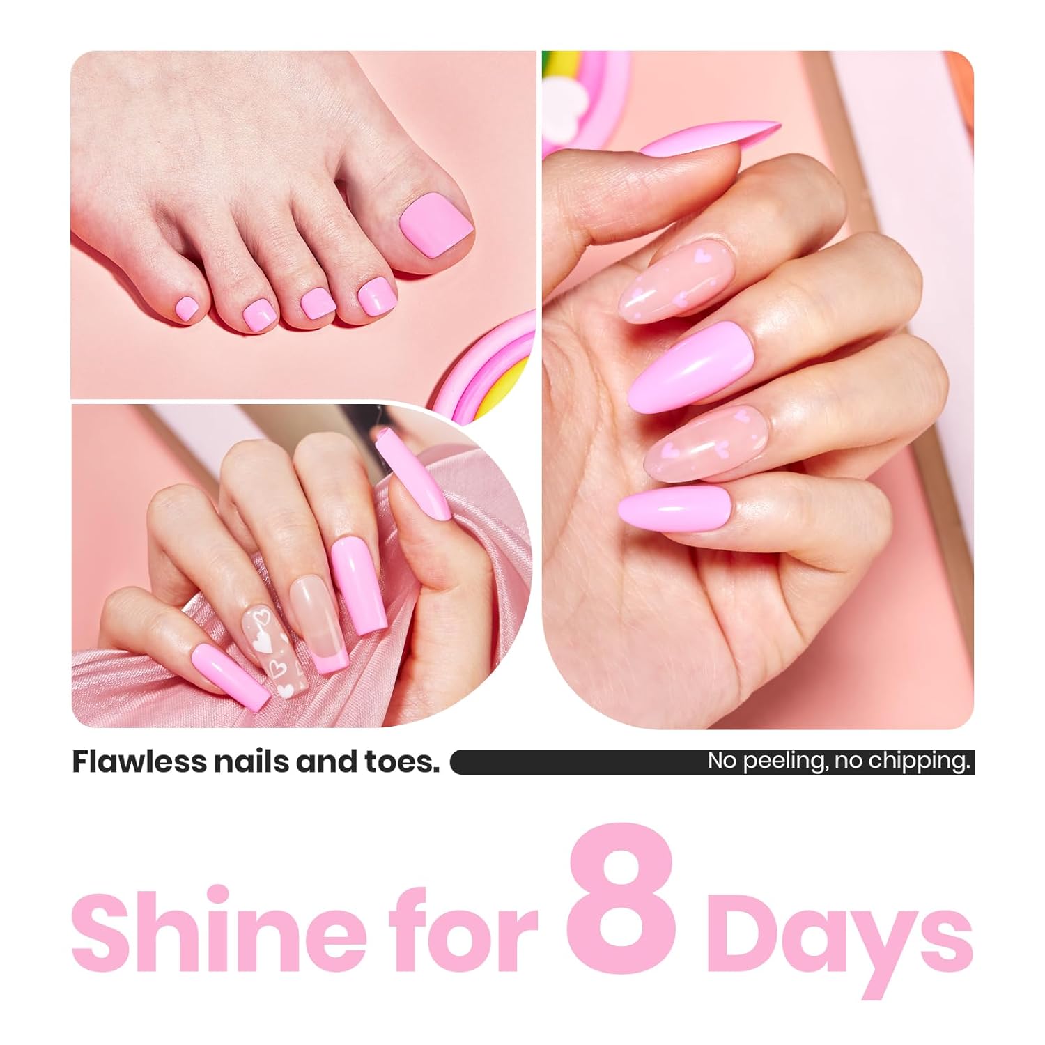 Beetles Pink Nail Polish 1Pcs 15ml Hot Pink Color: Quick Drying & Long Lasting Bonbon Candy Nail Lacquer Art Effect for Salon-Quality Results Nail Art Design Gift for Women - Image 5
