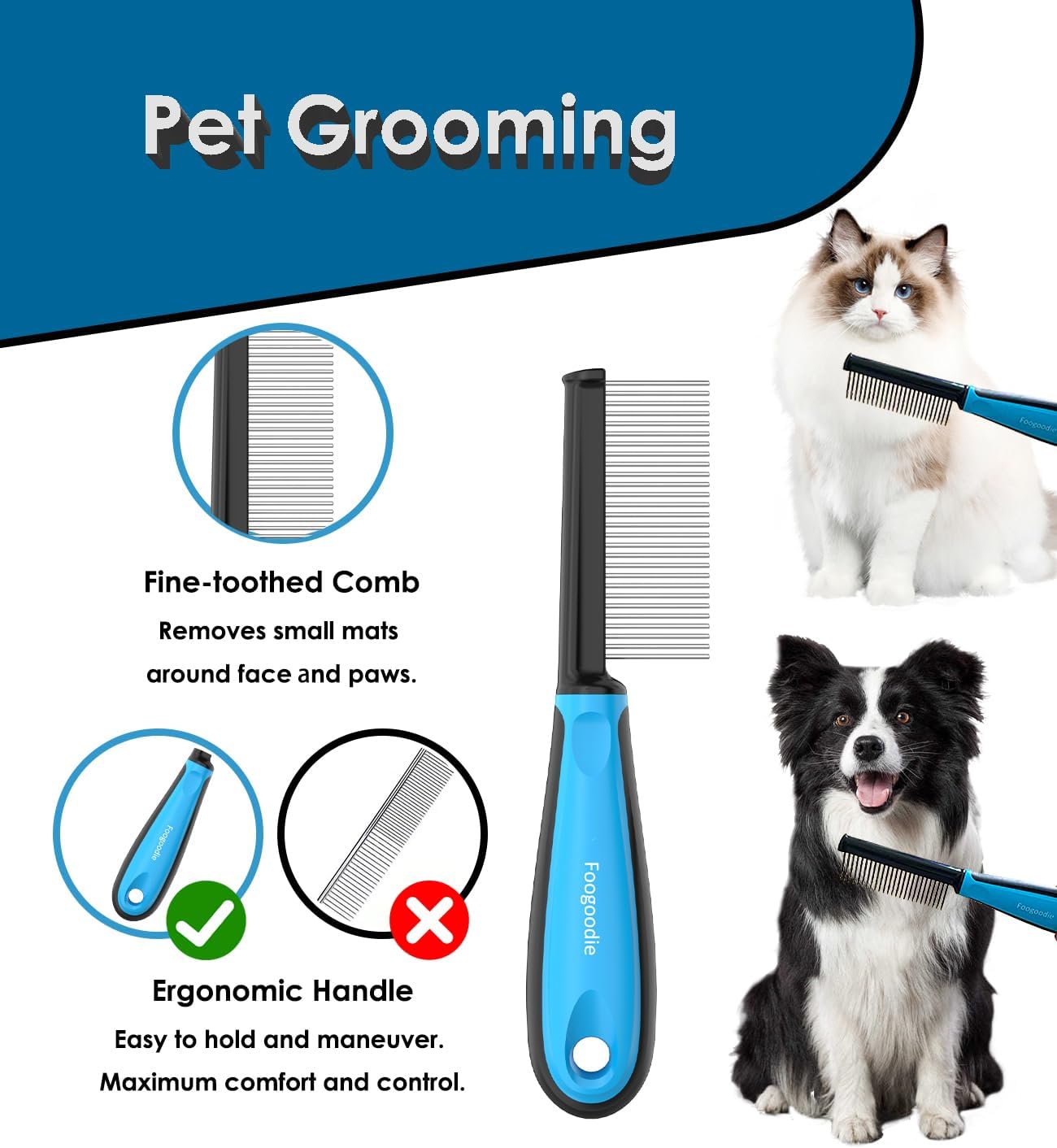 Dog Nail Clippers with Light, 2 in 1 Dog Nail Trimmers with Safety Guard & Quick Sensor to Prevent Over-Cutting, Includes Pet Grooming Comb & Nail File, Ideal for Cats & Dogs - Image 5