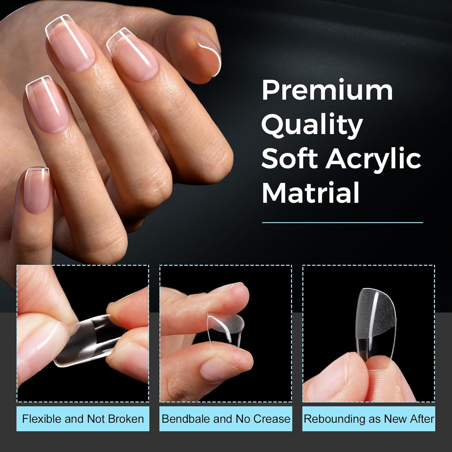 TOMICCA Clear Nail Tips Acrylic Nails 240Pcs Extra Short Coffin Acrylic Nail Kit Pre-shape Full Cover Clear Nails For Nail Extension Home DIY Salon 15 Sizes Gel Nails - Image 4