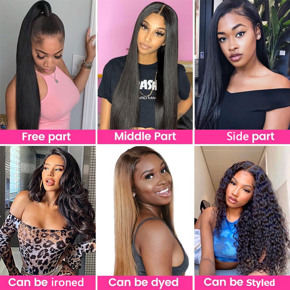 12A Straight Bundles with Frontal Human Hair 20 22 24+18 Inch Brazilian Human Hair Bundles with Frontal 100% Unprocessed Virgin Weave Hair with 13x4 HD Lace Closure - Image 7