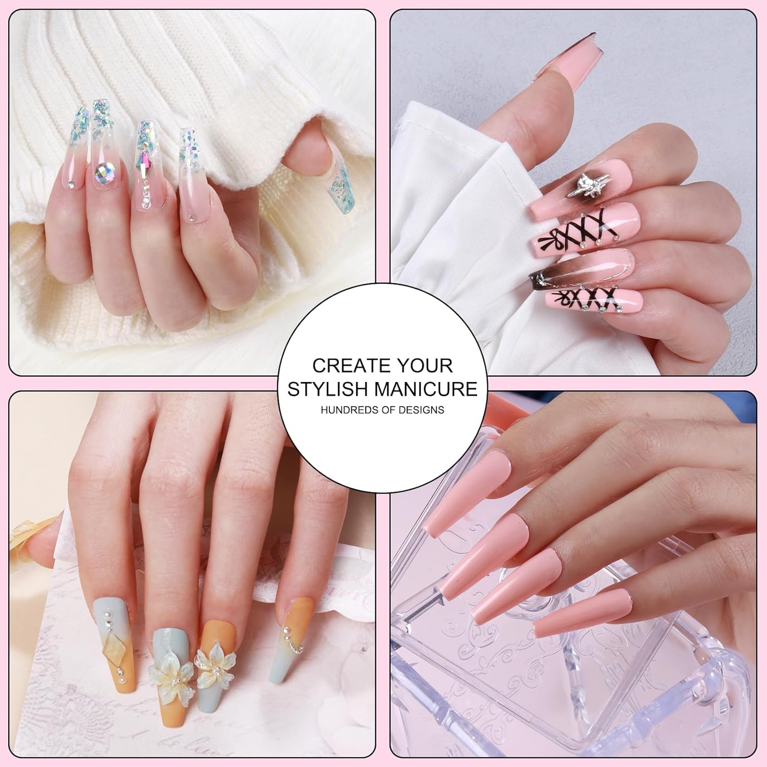 Acrylic Nail Kit with Everything: Beginners Set with Drill - Professional Acrylic Powder Glitter Monomer False Tips Top Base Coat Starter Kit - Full Decorations Nail Supplies for Nail Extensions Gift - Image 9