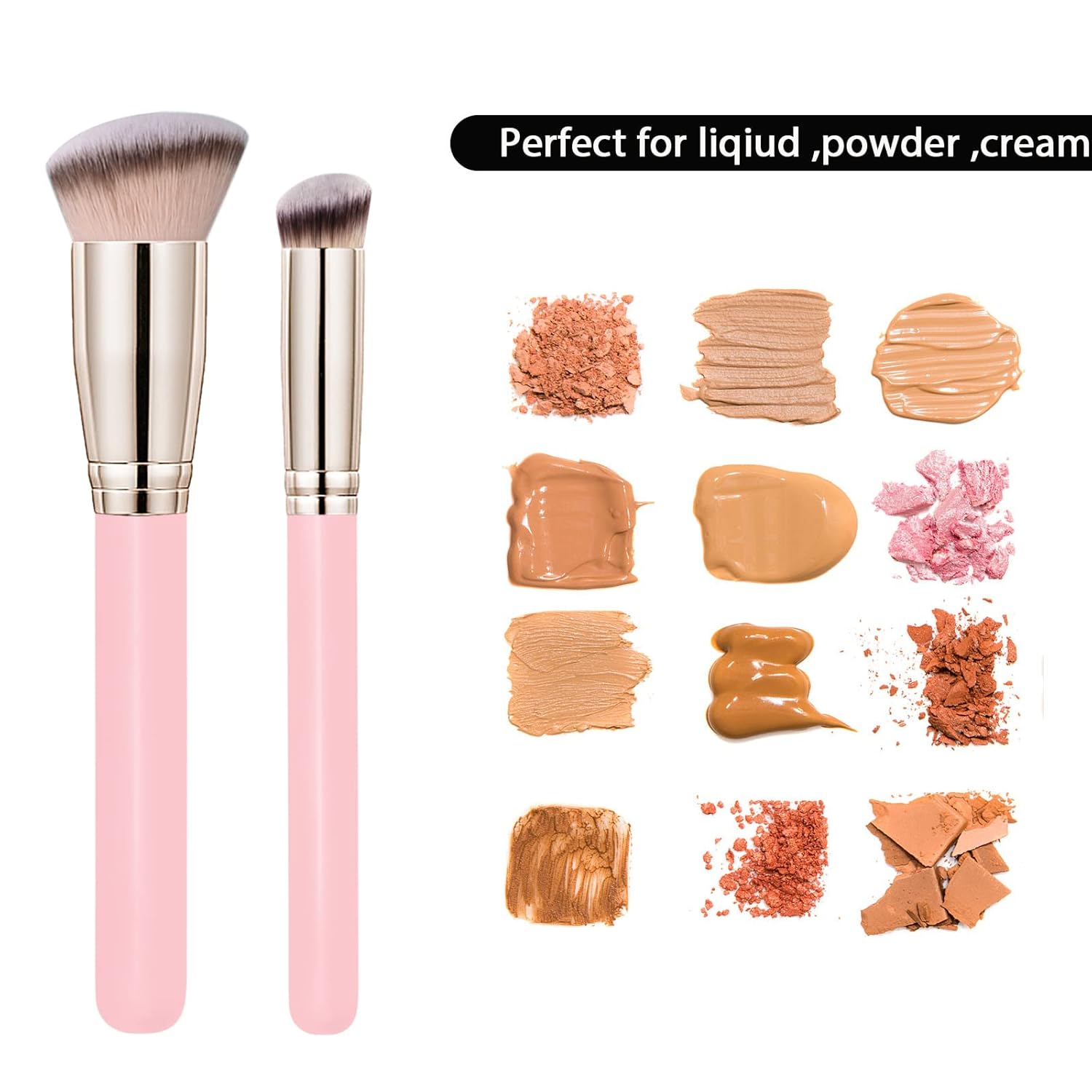 Makeup Brushes Dpolla Pro Foundation Brush and Flawless Concealer Brush Perfect for Any Look Premium Luxe Hair Contour Brush Perfect for Blending Liquid,Buffing,Cream,Sculpting,Mineral Makeup(Pink) - Image 5