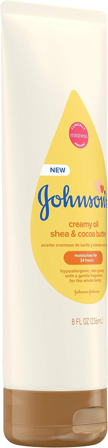 Johnson's Baby Creamy Oil for Baby with Shea & Cocoa Butter, Moisturizing Body Lotion with Gentle Fragrance, Hypoallergenic, Non-Greasy, Paraben-Free, Phthalate-Free and Dye-Free, 8 fl. oz - Image 4