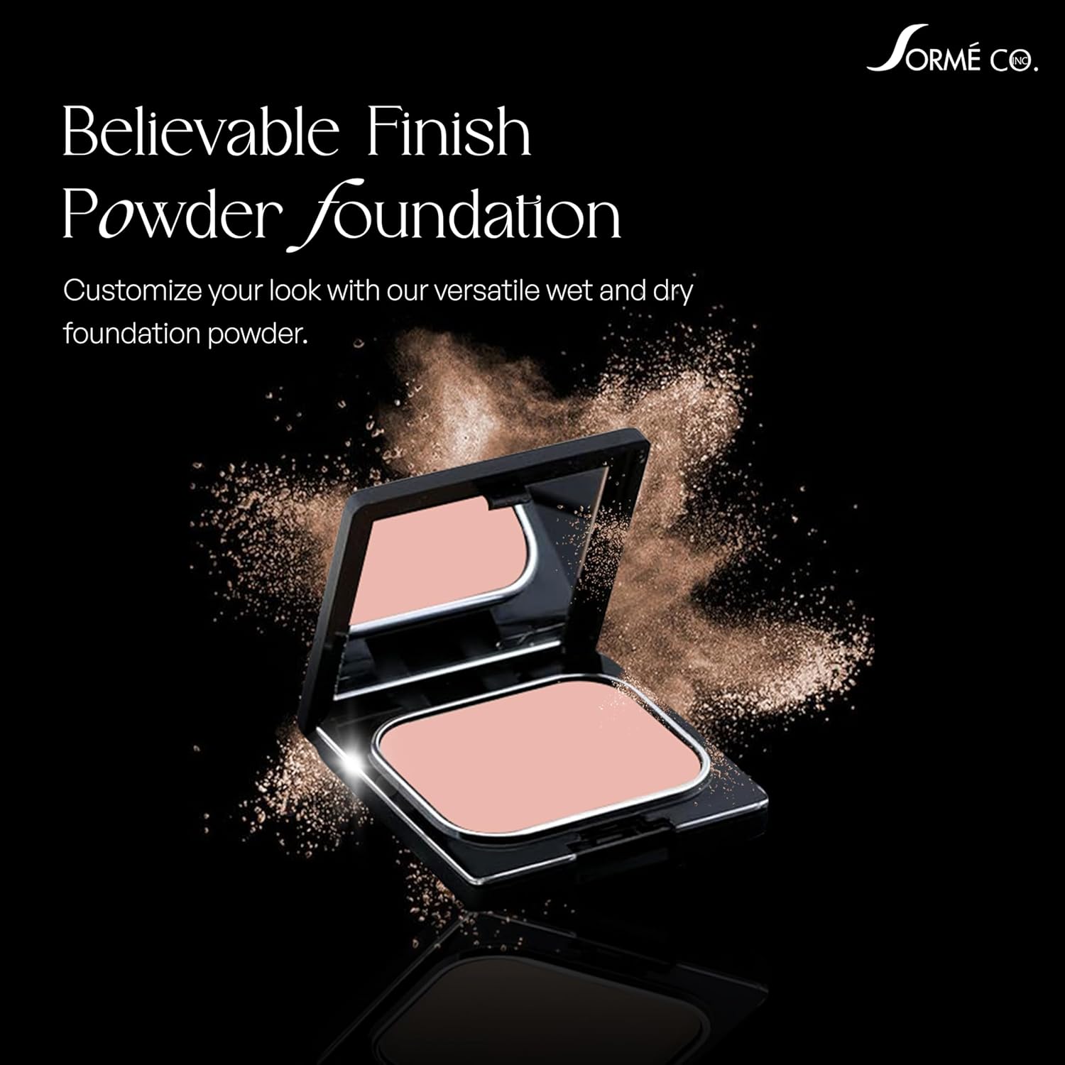 SORMÉ Believable Wet & Dry Finish Powder Foundation - Fragrance Free with Vitamin C - Hydrating, Rejuvenating with Alpha Hydroxy - Medium to Full Coverage - Flawless, Youthful & Dewy Finish - 25ml - Image 2