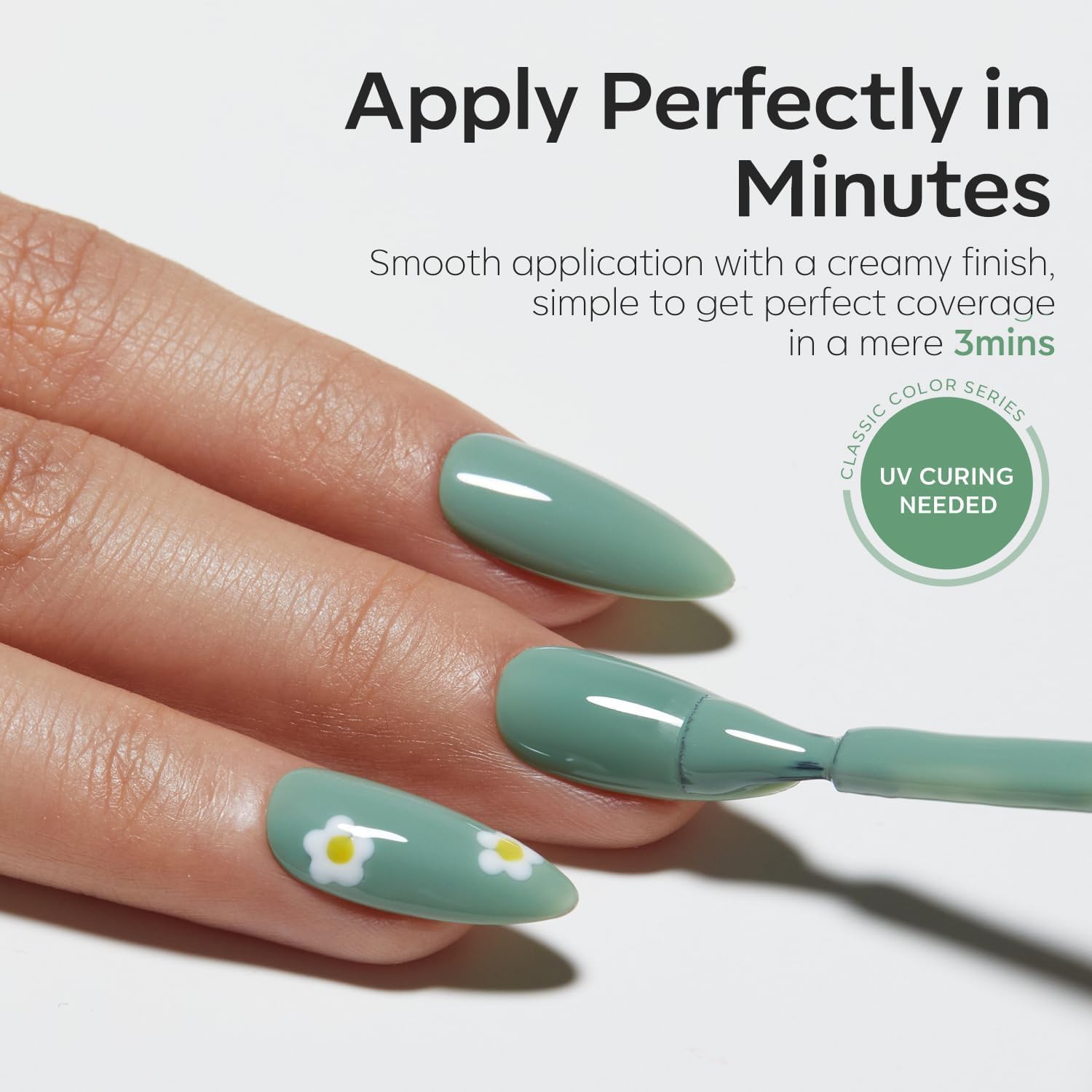 modelones Green Gel Nail Polish, 15 ML Sage Green Spring Summer Color Pastel Gel Polish Soak Off Led Nail Art Gel Manicure Salon DIY Gifts for Women - Image 6