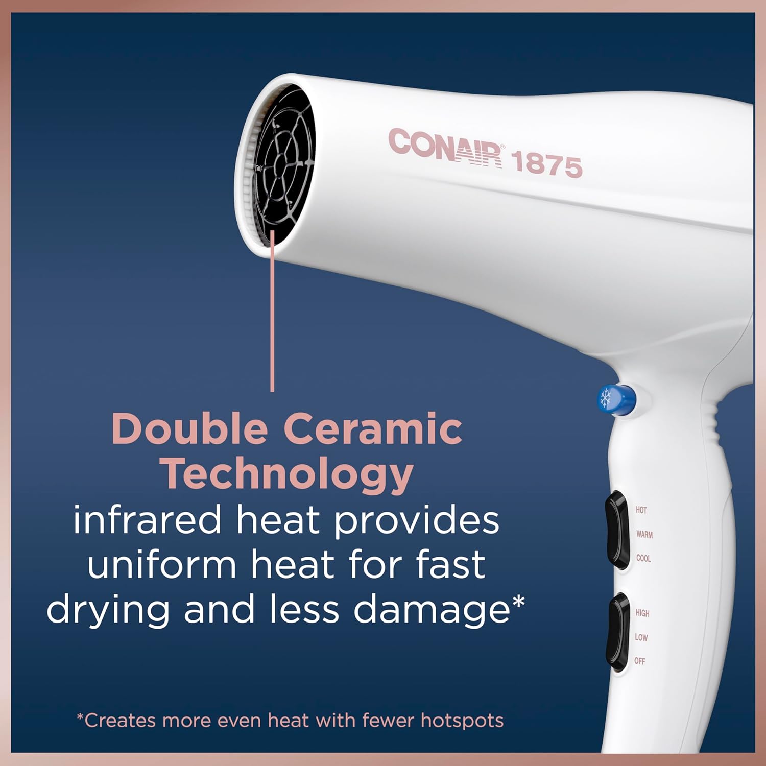 Conair Double Ceramic Hair Dryer with Diffuser | Blow Dryer with Ionic Conditioning | Includes Diffuser and Concentrator | Amazon Exclusive - Image 6