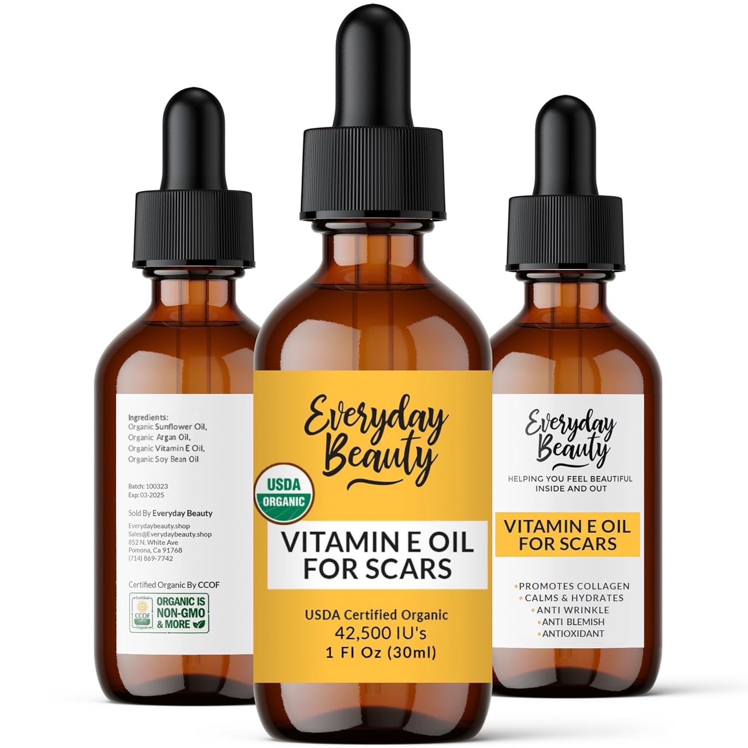 Organic Vitamin E Oil 1oz Natural Vegan Moisturizer for Skin and Face Scars - Image 3