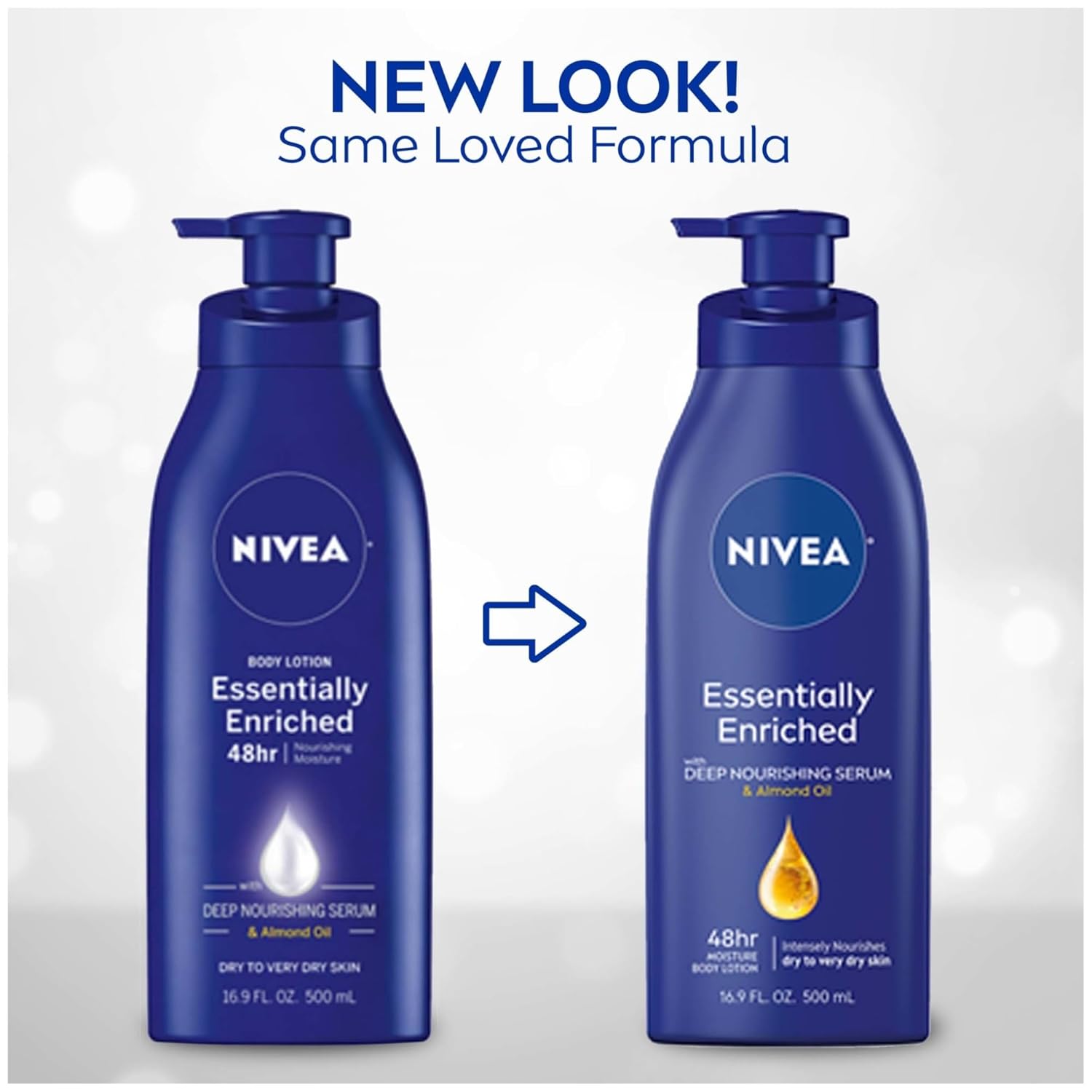 NIVEA Essentially Enriched Body Lotion for Very Dry Skin with Hyaluronic Acid, Almond Oil and Deep Nourishing Serum, 72-Hour Body Moisturizer, 16.9 Fl Oz Pump Bottle, Pack of 2 - Image 2