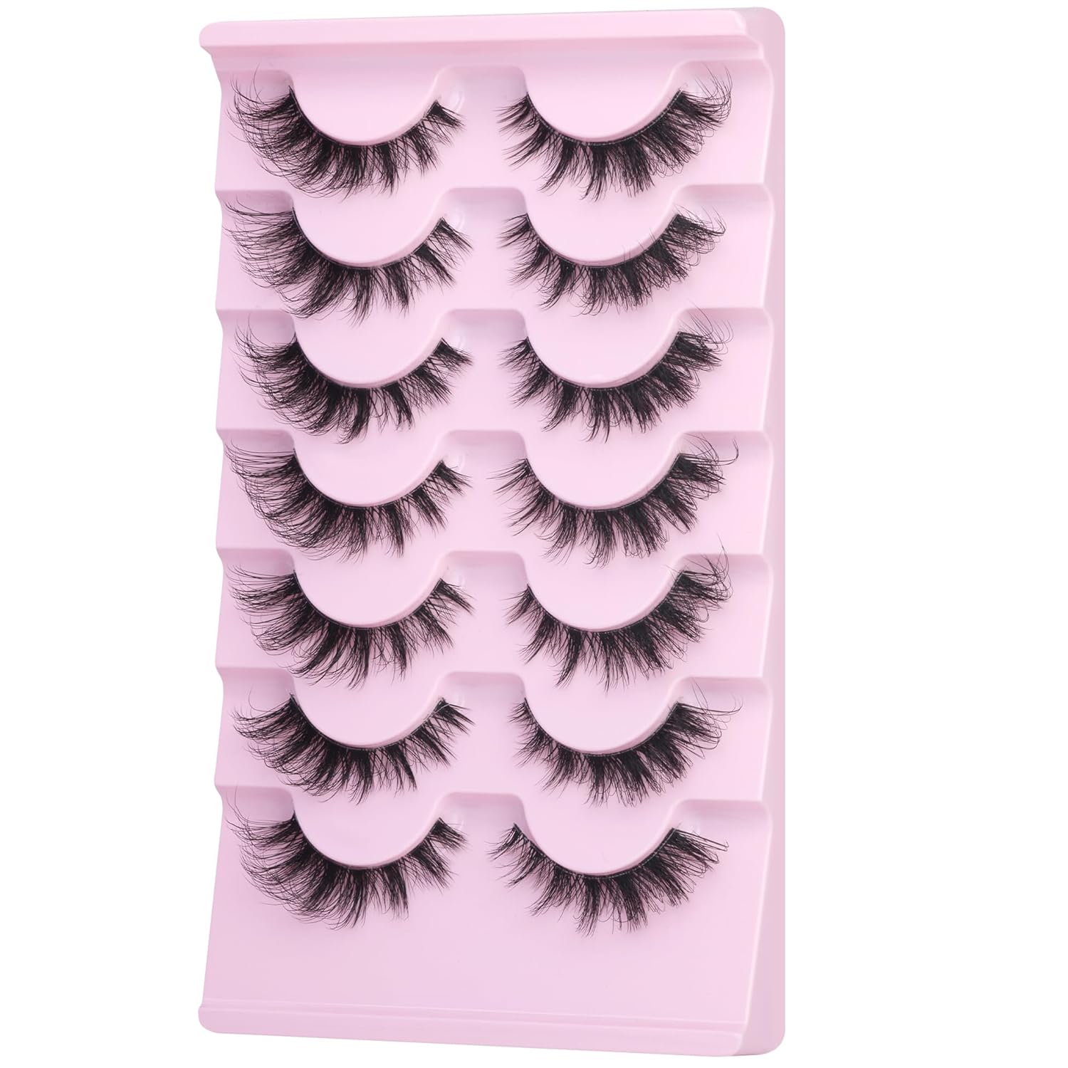 EYDEVRO False Eyelashes Wispy Lashes D Curl Cat Eye Lashes Clear Band Manga Lashes Natural Look Fox Eye Fake Lashes Fluffy Faux Mink Strip Lashes 7 Pairs Pack - Image 5