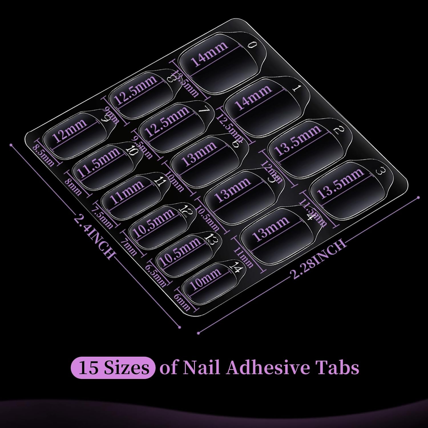Teenitor 600pcs Press on Nail Adhesive Tabs, 15 Sizes of Nail Stickers for Press on, Press on Nails Stickers Press on Nail Sticky Tabs for Nails, Nail Glue Stickers Nail Glue Tabs, 40 Sheets - Image 2
