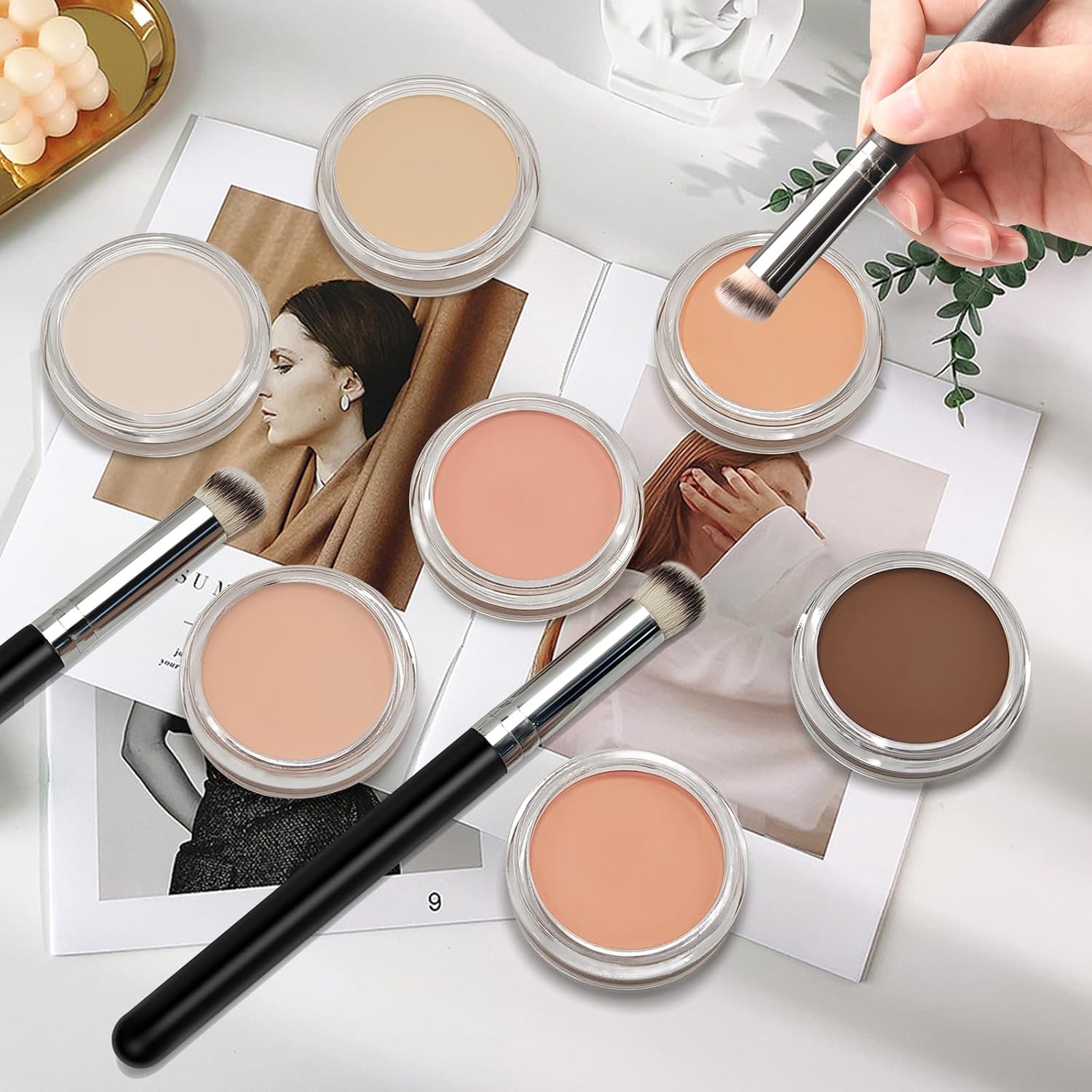 Cream Concealer Full Coverage Makeup, Matte Color Correcting Concealer with Brush, Waterproof, Conceals Blemish, Pores and Spots, Under Eye Makeup Concealer for Dark Circles (#03 NETURAL) - Image 7