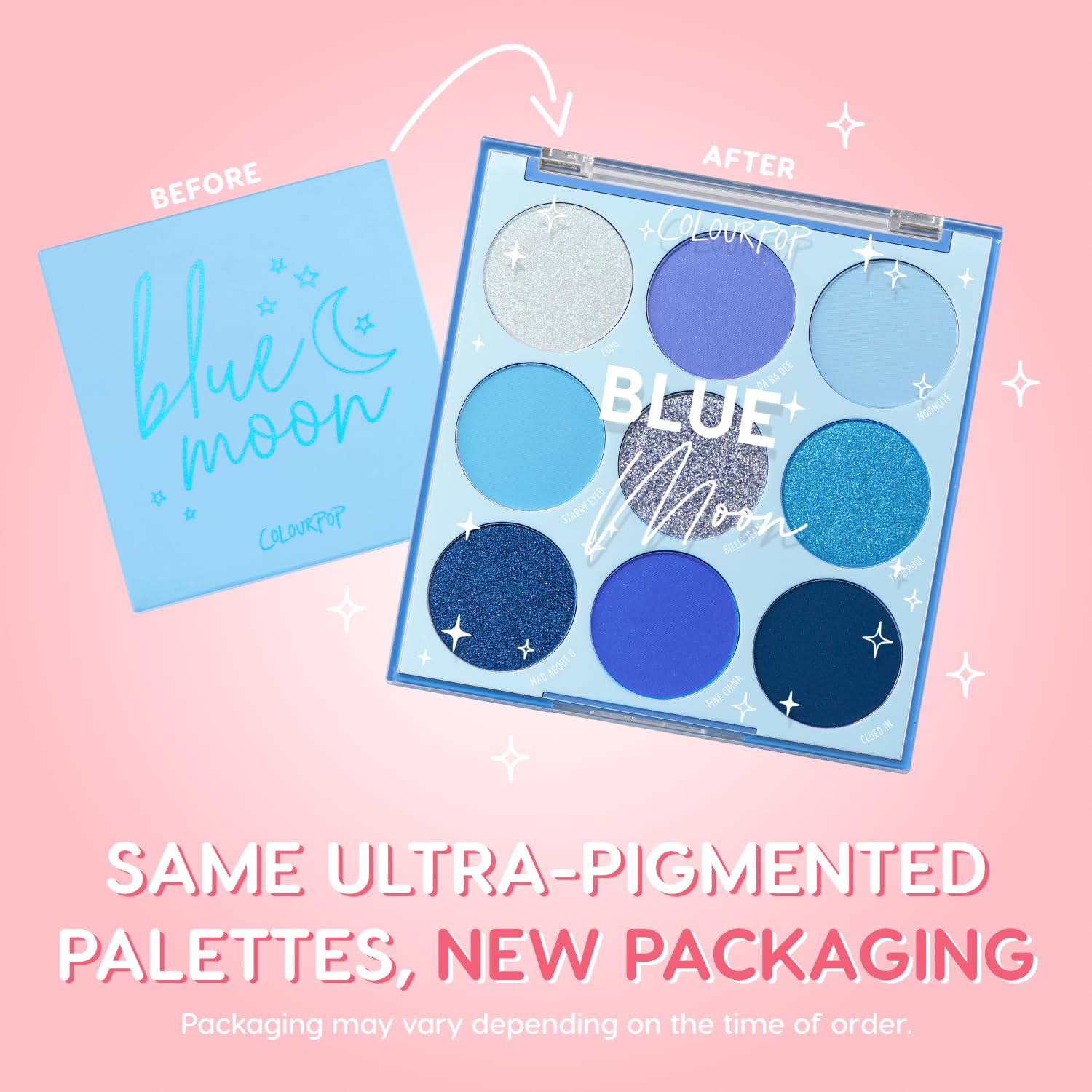 Colourpop Blue Moon Eyeshadow Palette - Monochromatic Blue Shadow Palette with Matte, Metallic and Duochrome Finishes - High-Pigment Eye Makeup with a Long-Wearing Formula (0.3 oz) - Image 2
