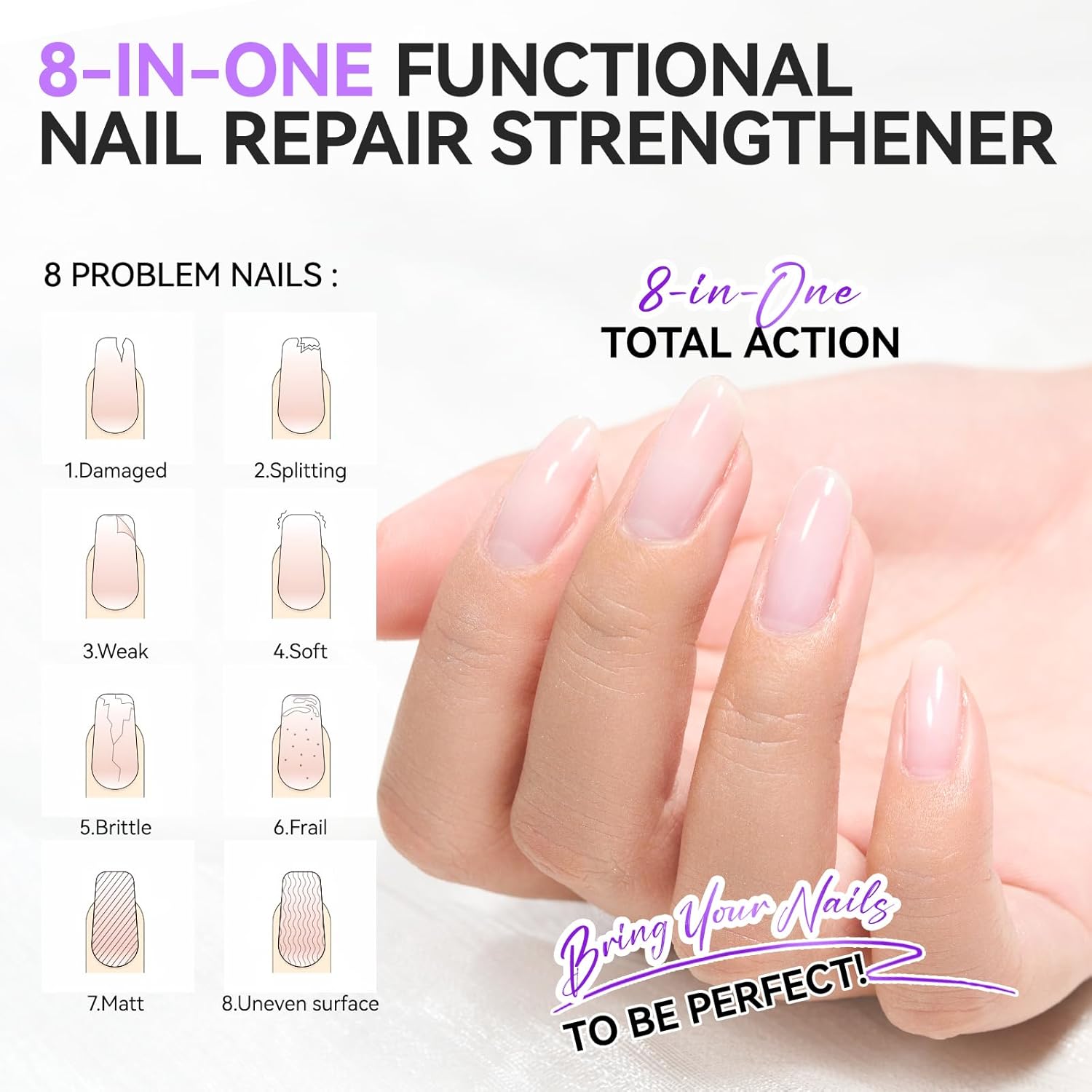 Gelike EC Ridge Filler Nail Strengthener: Milky White Extra Strong Nail Hardener for Damaged Nails & Growth Treatment for splitting nails - Organic, Vegan, Cruelty Free for Daily Home Salon - Image 4