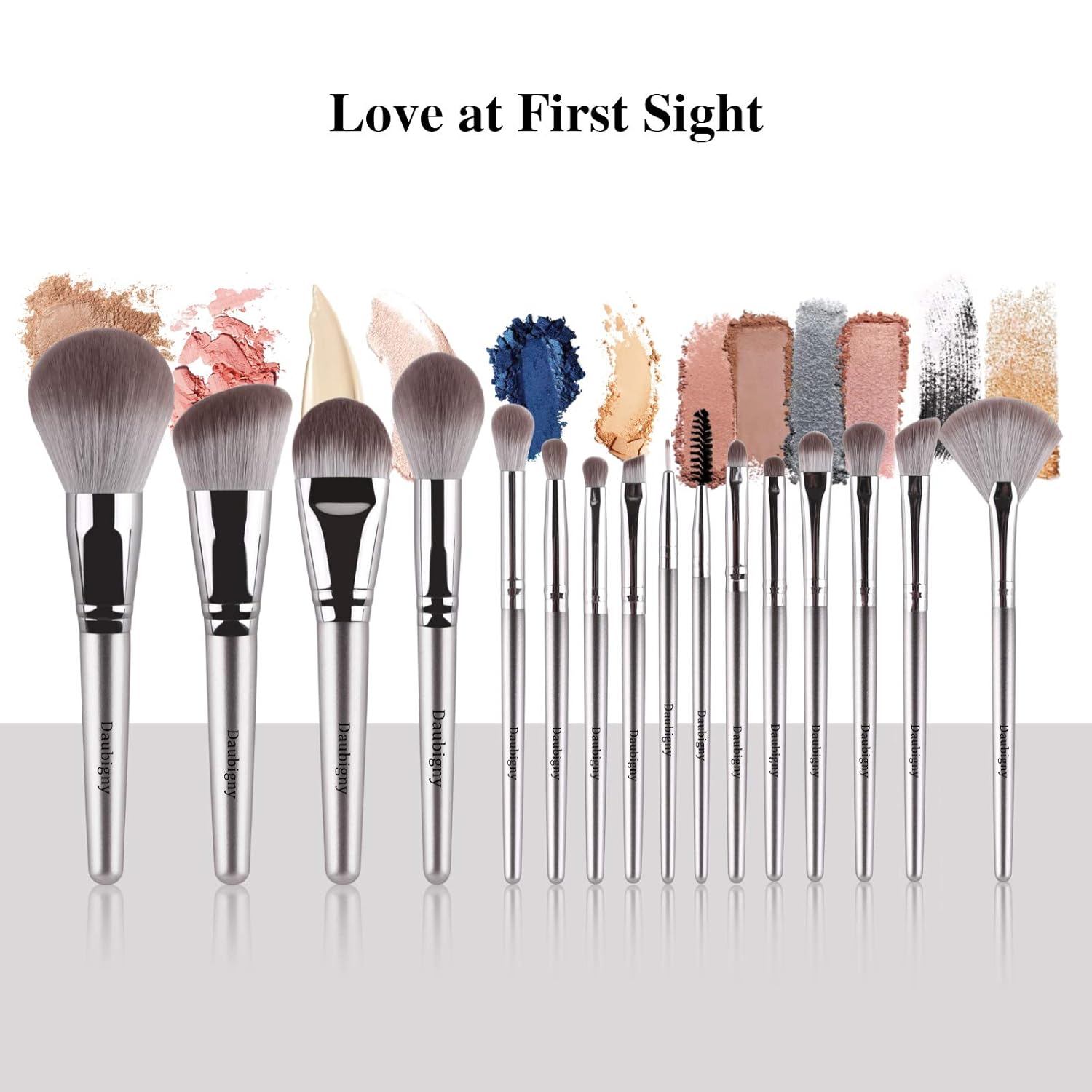 Makeup Brushes,Daubigny 16Pcs Silver Premium Synthetic Makeup Brush Set with Professional Foundation Brushes Powder Concealers Eye shadows Blush Makeup Brush for Perfect Makeup - Image 6