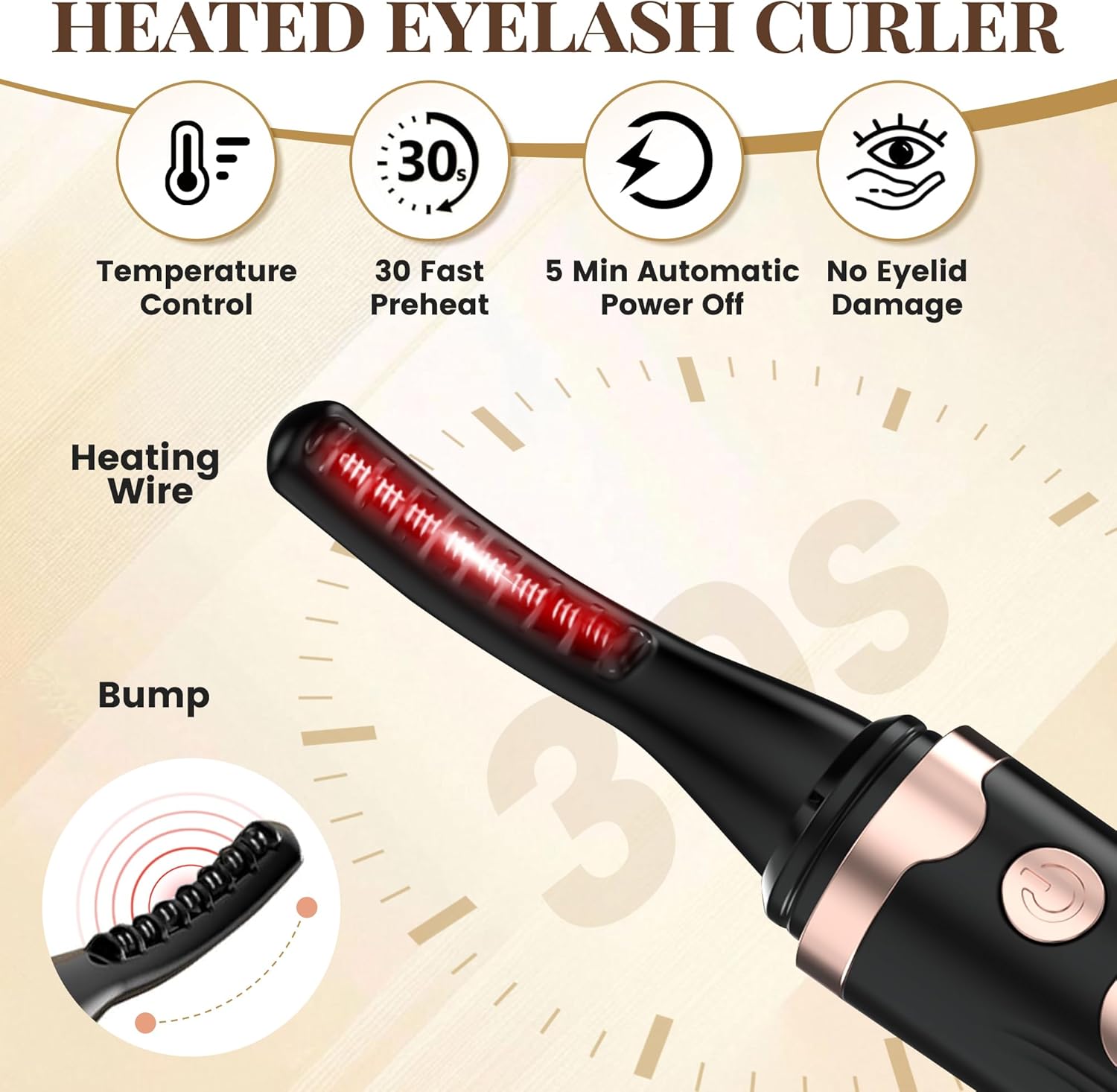 Heated Eyelash Curler, Best Selling Eyelash Curler, 10 Seconds Quick Heat - Lasts Long - with Led Display, use with Mascara, Suitable for Women and Girls - Image 7