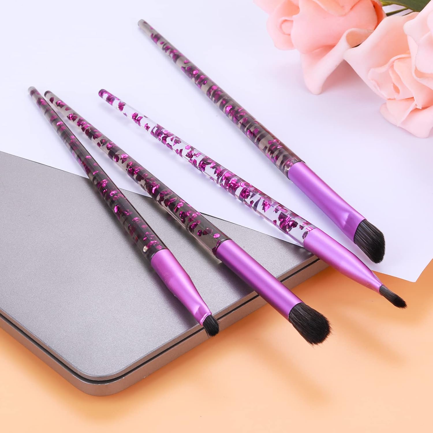 Eye Make Up Brush Set Portable 4PCS Eyeshadow Brush Set Professional Blending Eyeshadow Lip Eye Makeup Brushes for Eyeshadow, Blending, Eyebrow Women Girls Makeup Tool Brush - Image 7