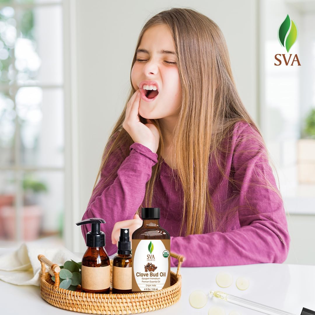 SVA Clove Essential Oil Organic – 4 Fl Oz – 100% Natural Organic Clove Oil - for Diffuser, Hair Care, Face, Skin Care, Aromatherapy, Scalp and Body Massage, Soap and Candle Making - with Dropper - Image 6