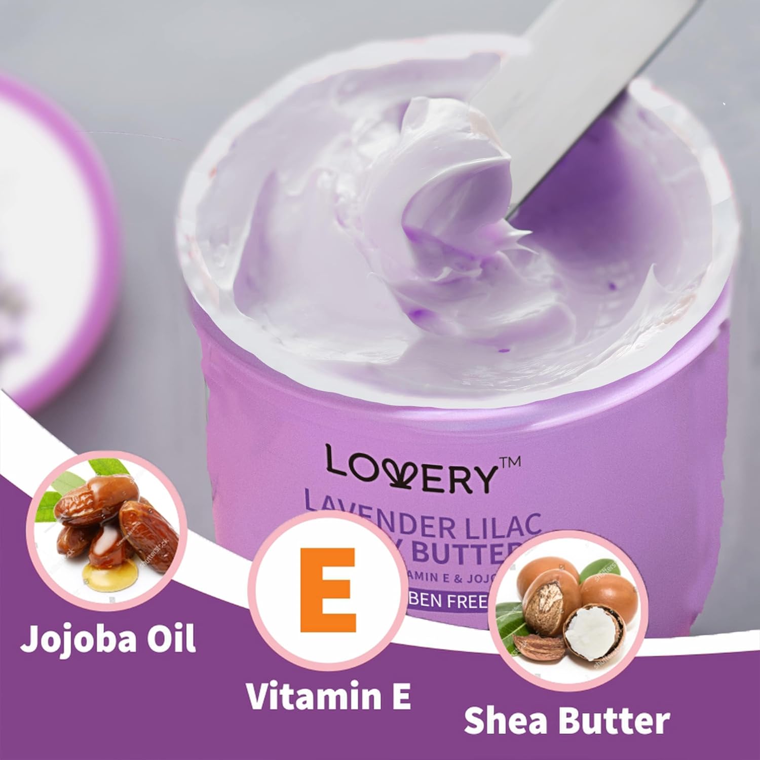 Lavender Lilac Body Butter - Shea Cream with Jojoba Oil & Vitamin E - Hydrating Natural Moisturizer for Hands - 5.74 Fl Oz - Image 4