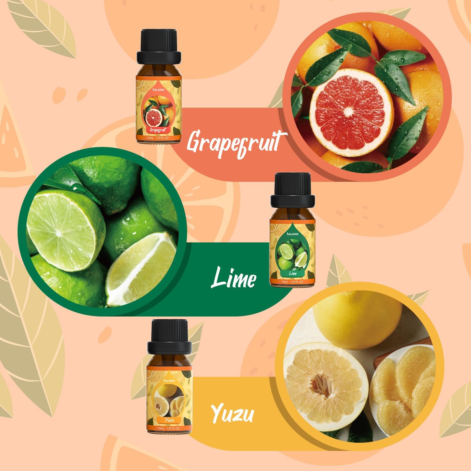 SALKING Citrus Burst Essential Oil Set, Premium Fragrance Oil for Diffuser, Scented Oil Gift Set for Soap Candle Making - Sweet Orange, Bergamo, Lemon, Grapefruit, Lime, Yuzu - Image 4