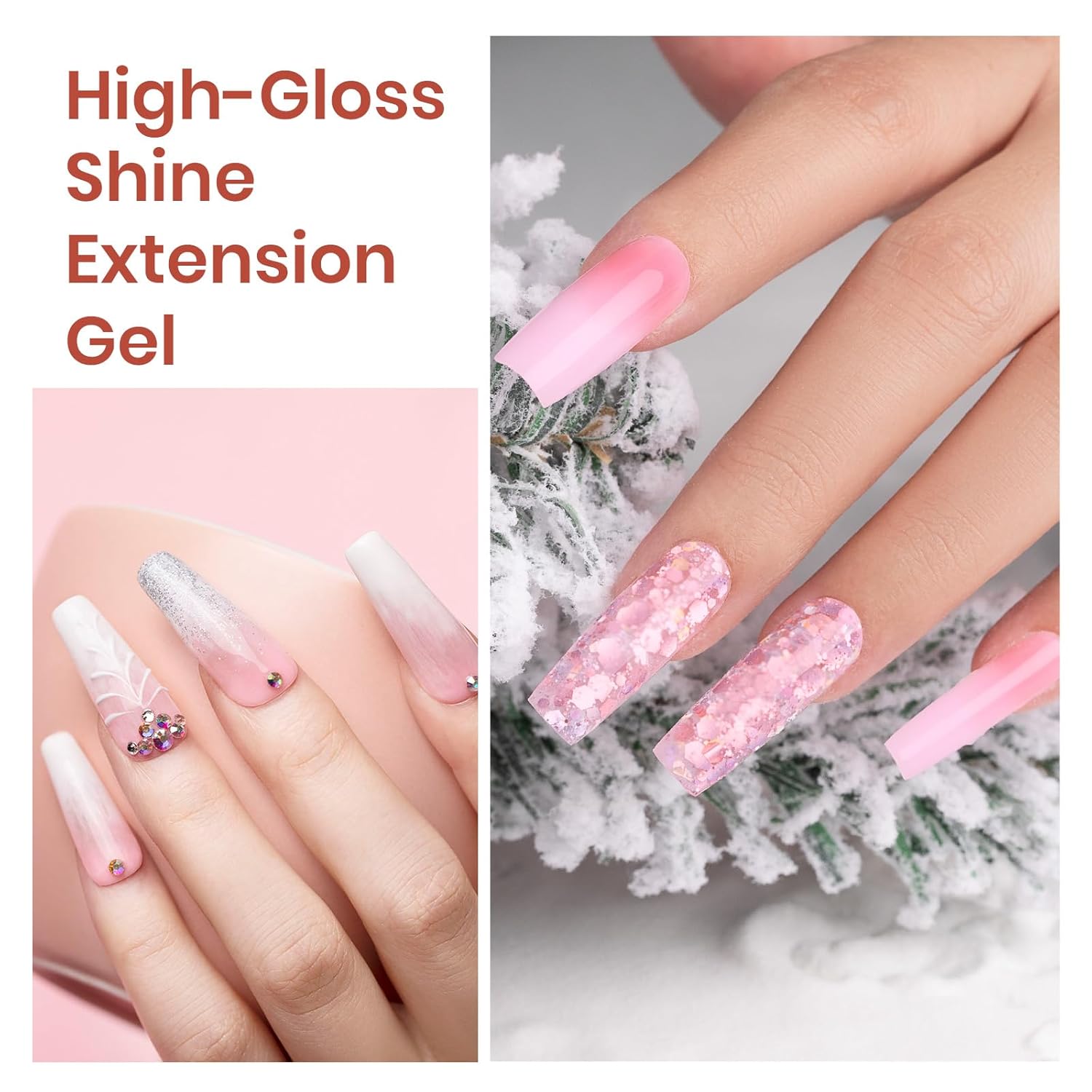 Beetles Poly Nail Extension Gel Kit, 4 Colors Pink White Poly Nail Gel Builder Sheer Pink Nail Gel Clear Nail Art Kit with Poly Brush & Slip Solution Nail Salon All In 1 Kit Gift for Women - Image 8