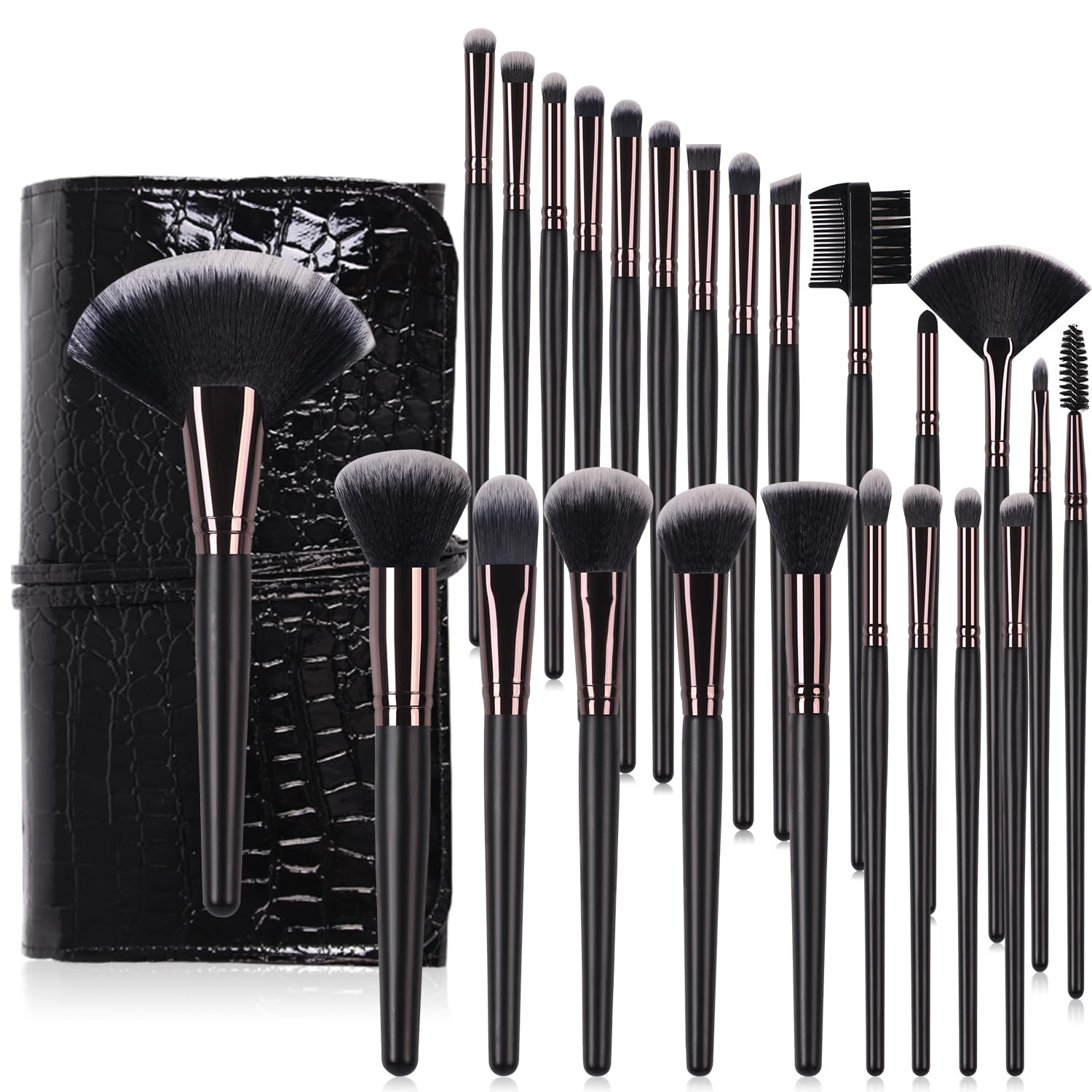 Real Perfection Makeup Brushes 24pcs Makeup Brush Set Premium Synthetic Powder Foundation Contour Blush Concealer Eye Shadow Blending Liner Make Up Brush Kit with Case - Image 5