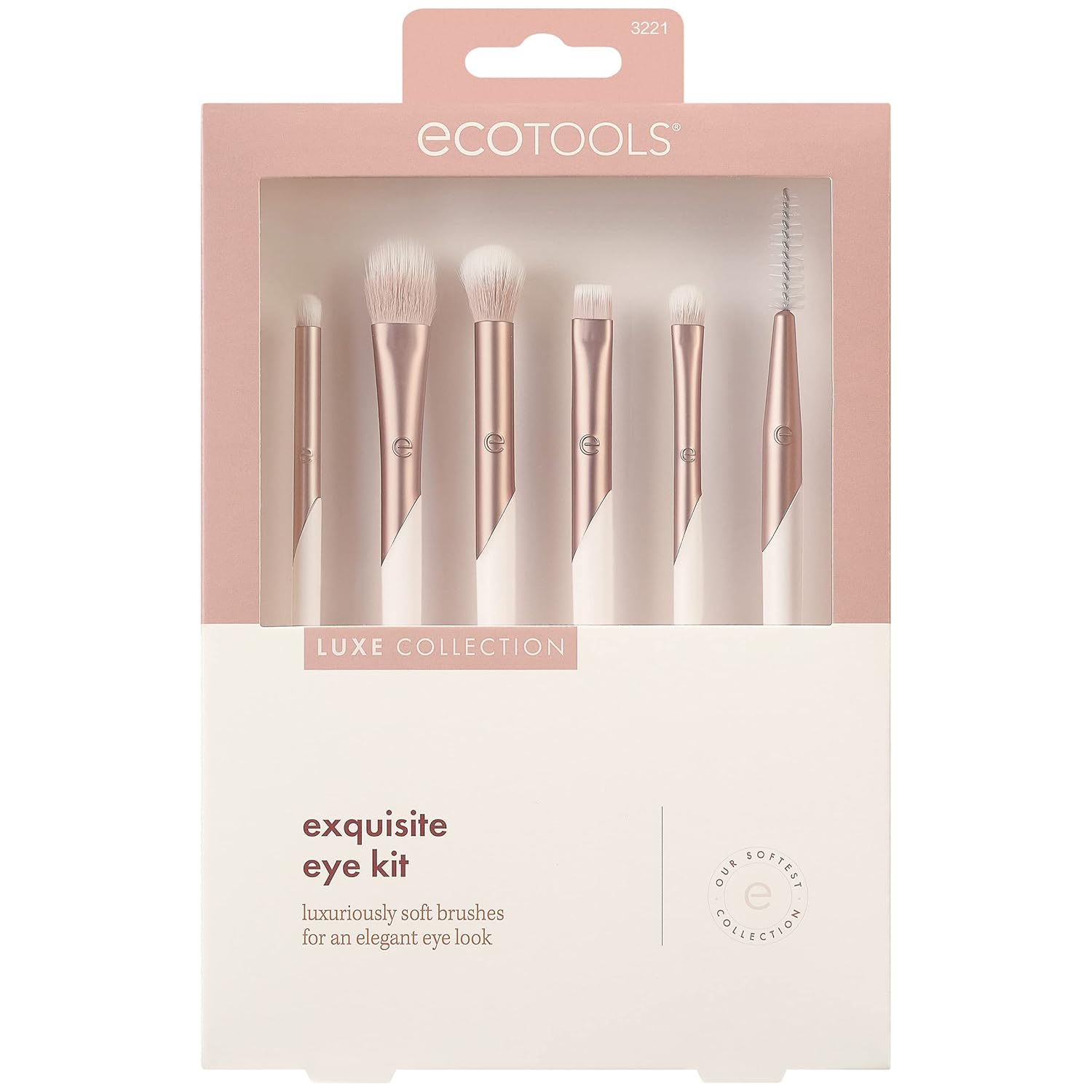 EcoTools Luxe Exquisite Eye Makeup Brush Kit, For Eyeshadow, Eyeliner, & Brow Makeup, Professional Eye Brush Set, Eco-Friendly Makeup Tools, Synthetic Bristles, Cruelty Free & Vegan, 6 Piece Set - Image 2