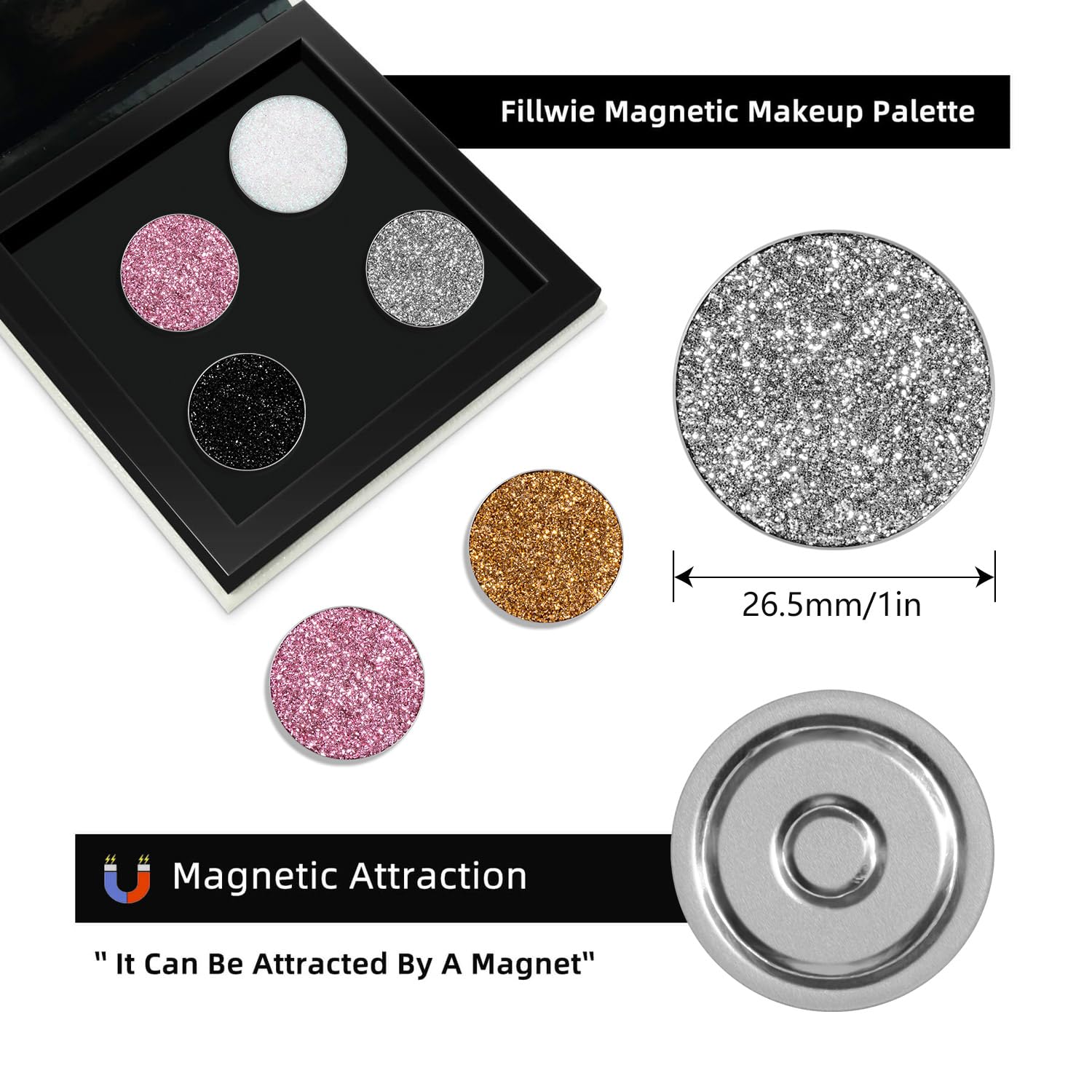 Black Smokey Glitter Eyeshadow pallet, Highly Pigmented Shimmer Eye Shadow with Fine Lightweight Particles, Face Dparkles Single Shade Metallic Color (Starry Nights) - Image 7