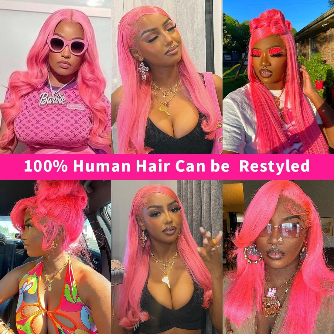 Pink Lace Front Wigs Human hair Pink Wigs Human Hair Body Curly Human Hair Wig For Women Body Wave Lace Frontal Wigs Human Hair 200% Density HD Transparent Pre Plucked 26 inch - Image 6