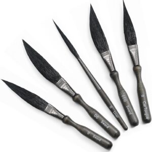 ARTIFY 5-Piece Pinstriping Brush Set, Mixed Squirrel & Goat Hair, Professional Detail Script Liner, Scroll, Sword, Dagger, Striper for Lettering & Detailing